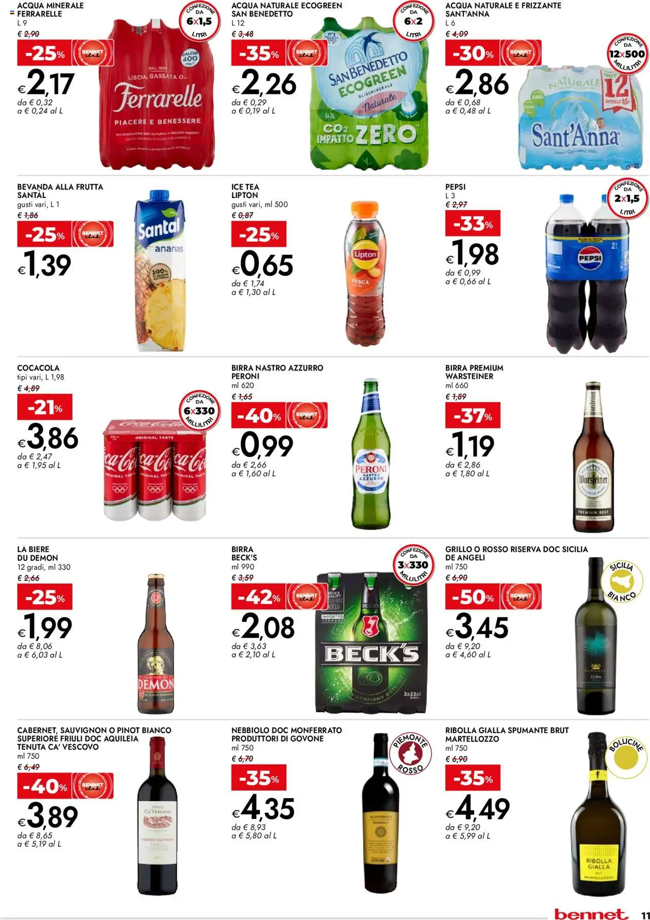 Volantino bennet del 02.10.2025 | Pagina: 11 | Prodotti: Acqua, Ananas, Spumante, Acqua naturale