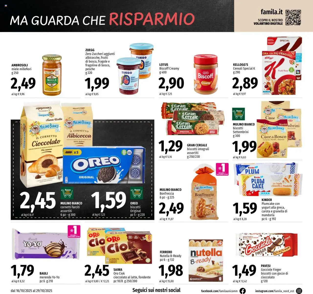Volantino Famila del 16.10.2025 | Pagina: 16 | Prodotti: Yogurt, Fragole, Cavolo, Nocciole