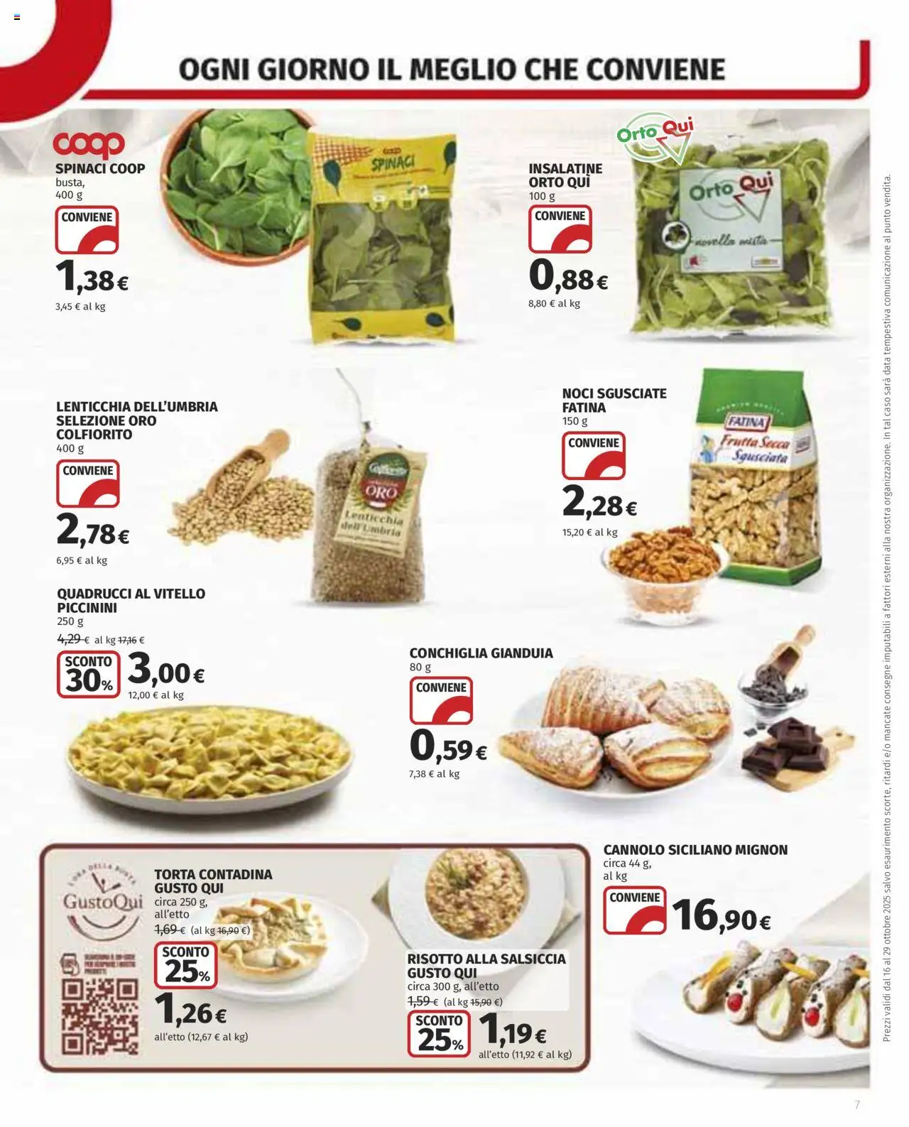 Volantino COOP del 16.10.2025 | Pagina: 7 | Prodotti: Salsiccia, Noci, Spinaci, Data