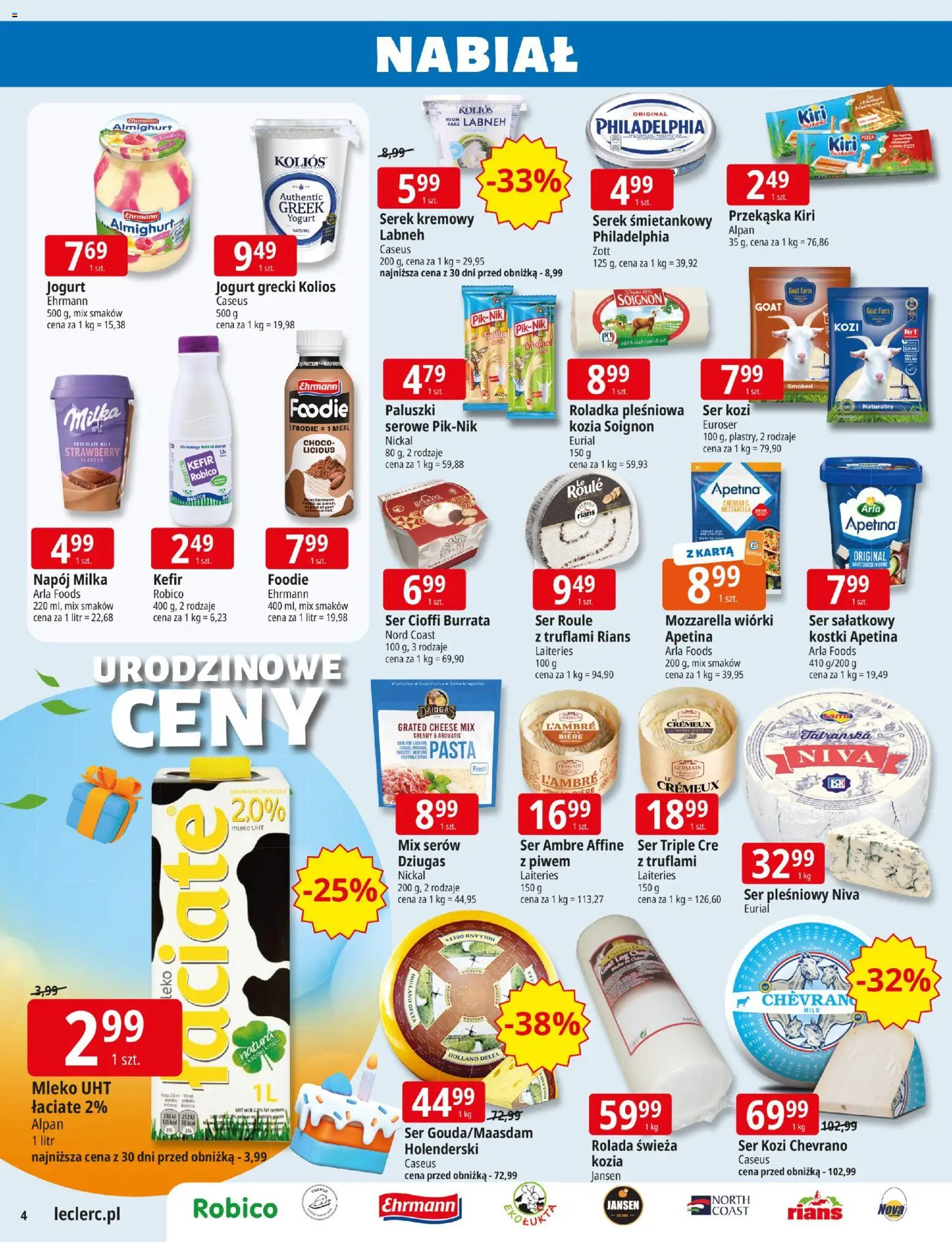 E.Leclerc Gazetka - Warszawa Ursynów od 03.11.2025 | Strona: 4 | Produkty: Bez laktozy, Kefir, Rolada, Ser