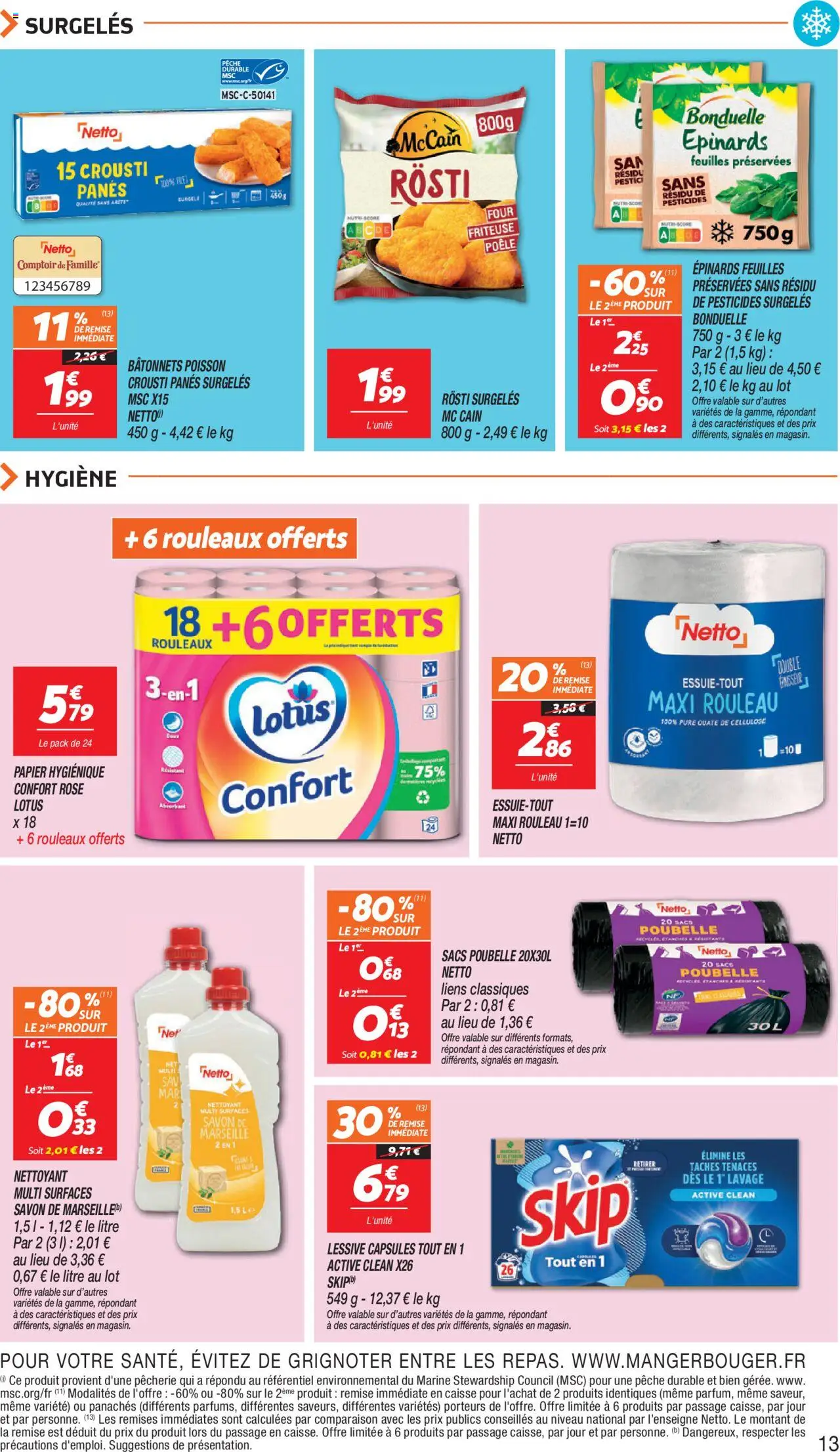 {H1} | Page: 13 | Produits: Four, Savon, Rouleau, Sacs poubelle