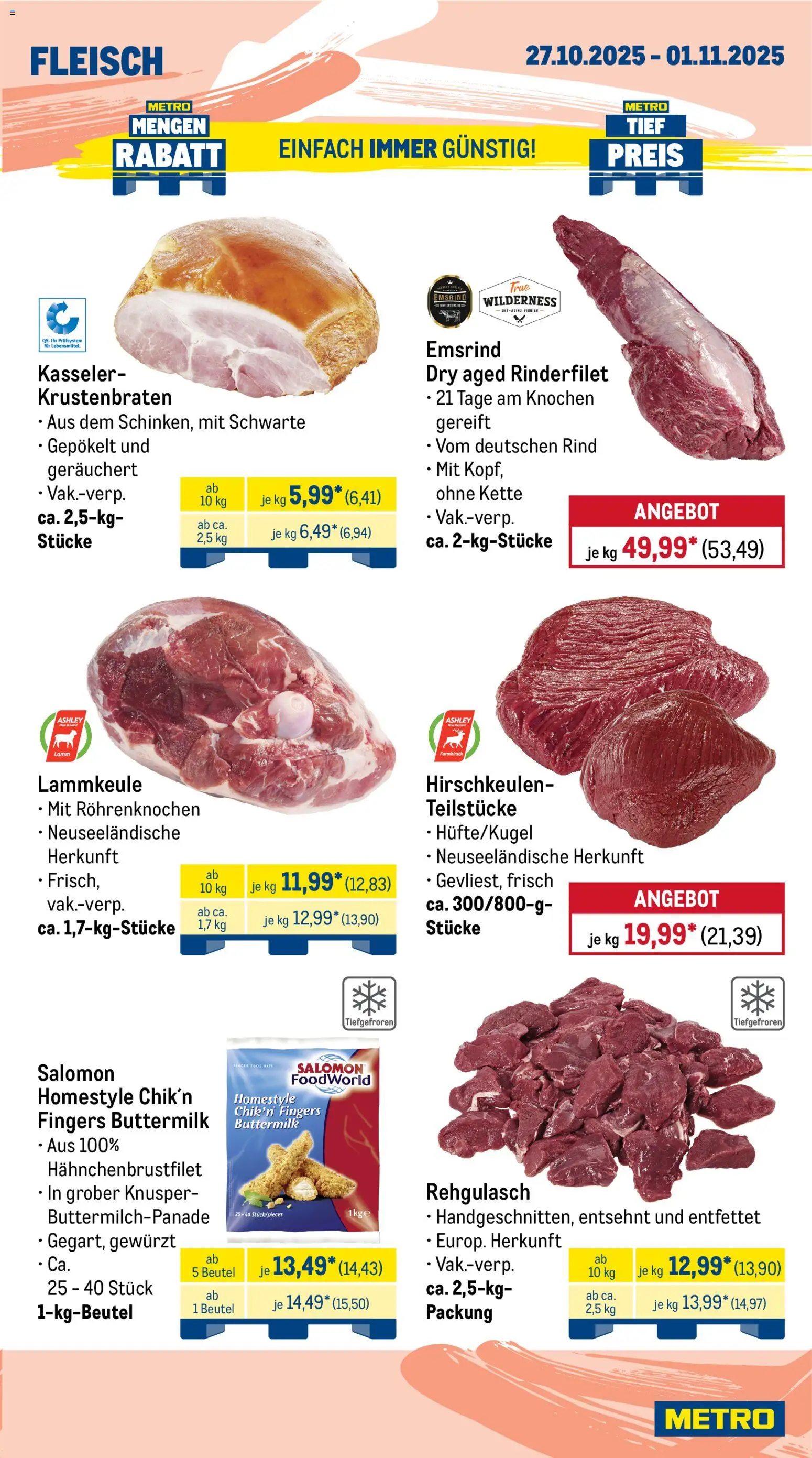 Metro Prospekt 	 – gültig ab 27.10.2025 | Seite: 3 | Produkte: Lammkeule, Rinderfilet, Krustenbraten, Fleisch