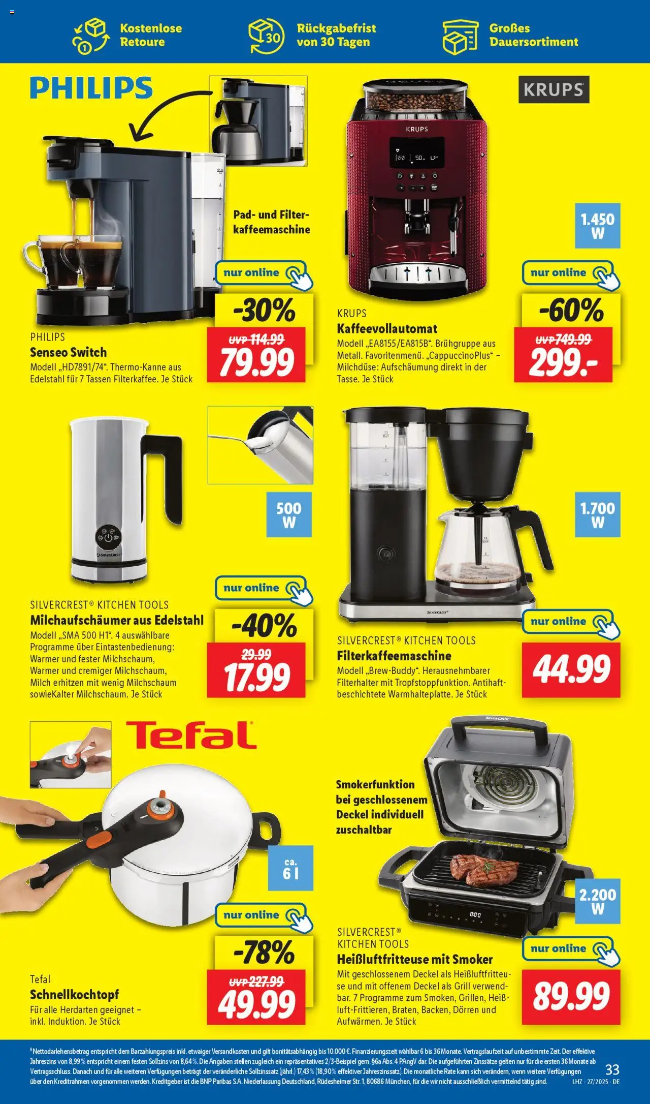 Lidl - Hamburg, Bremen - gültig ab dem 30.06.2025 | Seite: 23 | Produkte: Krups, Kaffeemaschine, Milch, Heißluftfritteuse