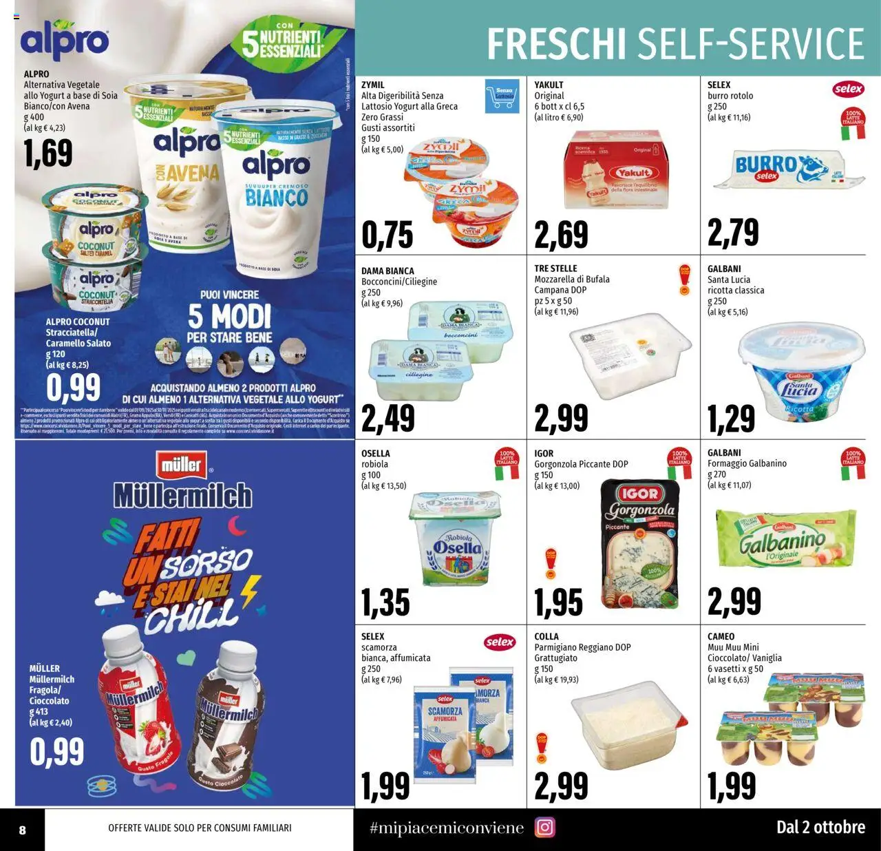 Volantino EMI del 02.10.2025 | Pagina: 8 | Prodotti: Yogurt, Parmigiano, Gorgonzola, Stracciatella