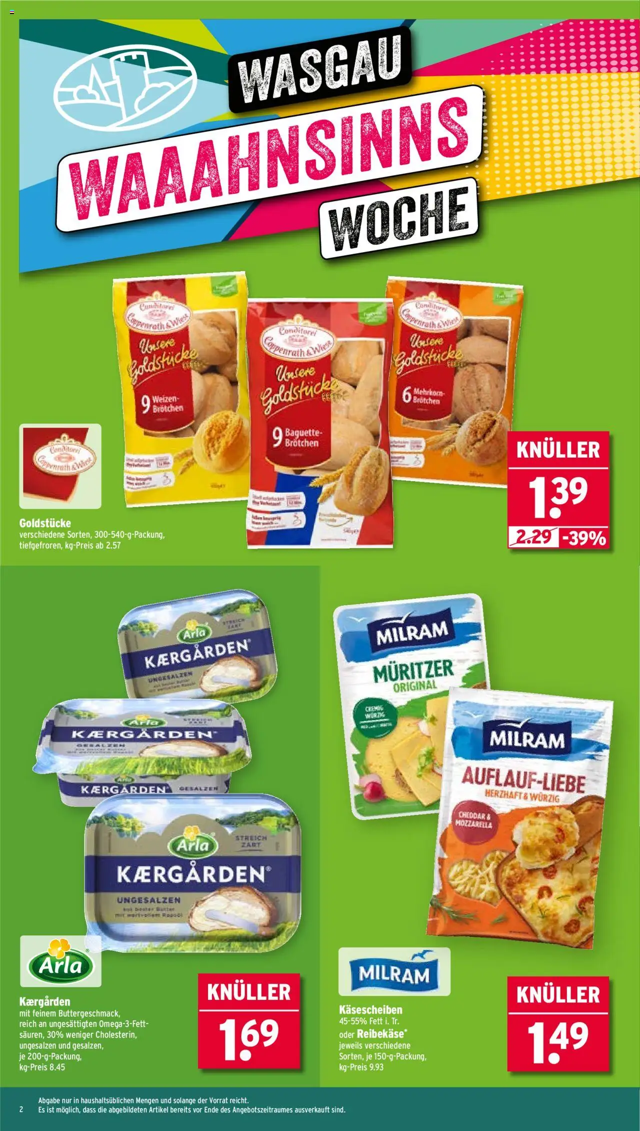Wasgau Prospekt 	 – gültig ab 22.09.2025 | Seite: 2 | Produkte: Butter, Mozzarella, Baguette, Reibekase