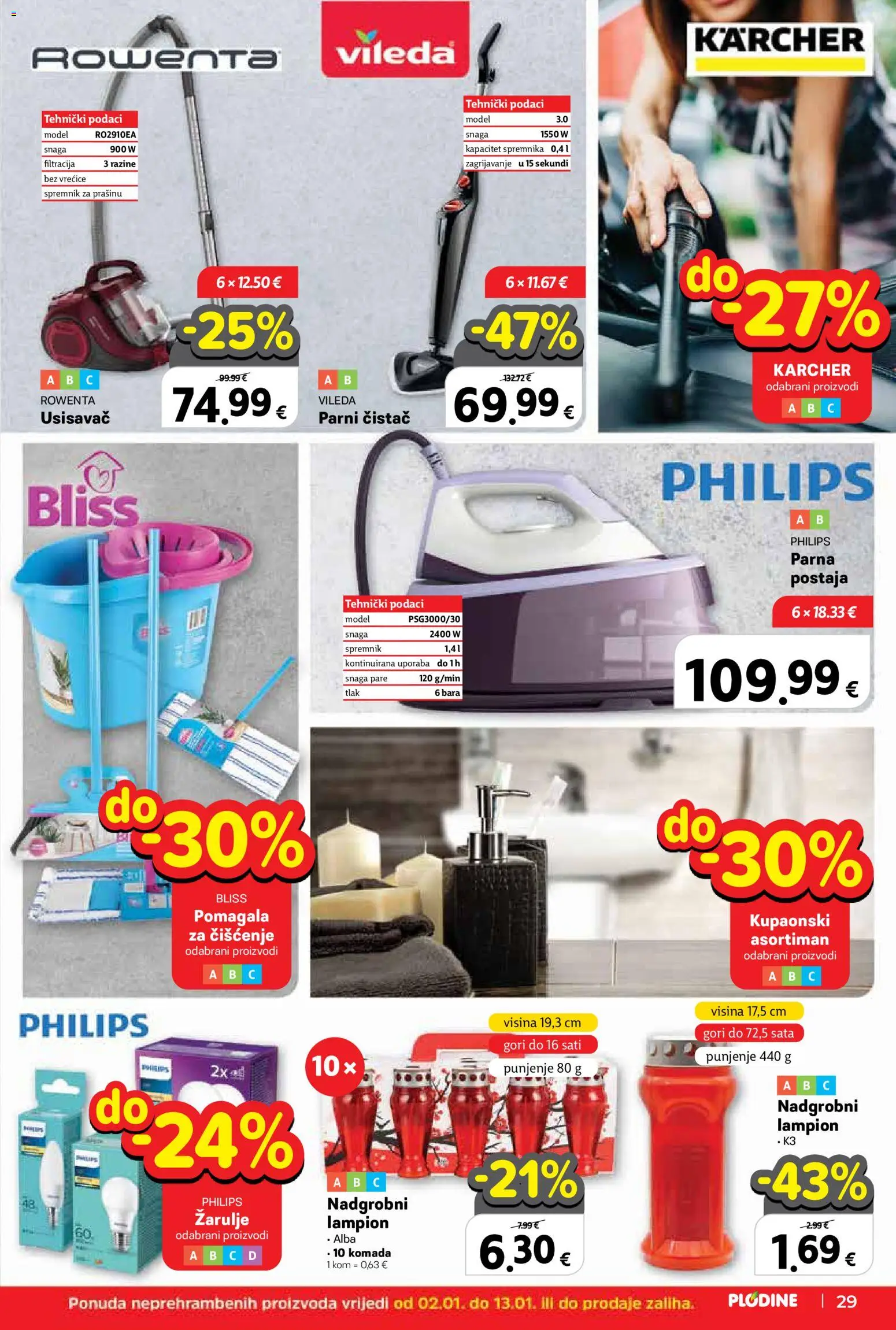 Plodine katalog | vrijedi od 02.01.2026 | Stranica: 29 | Proizvodi: Usisavač, Kärcher, Parni čistač, Vileda