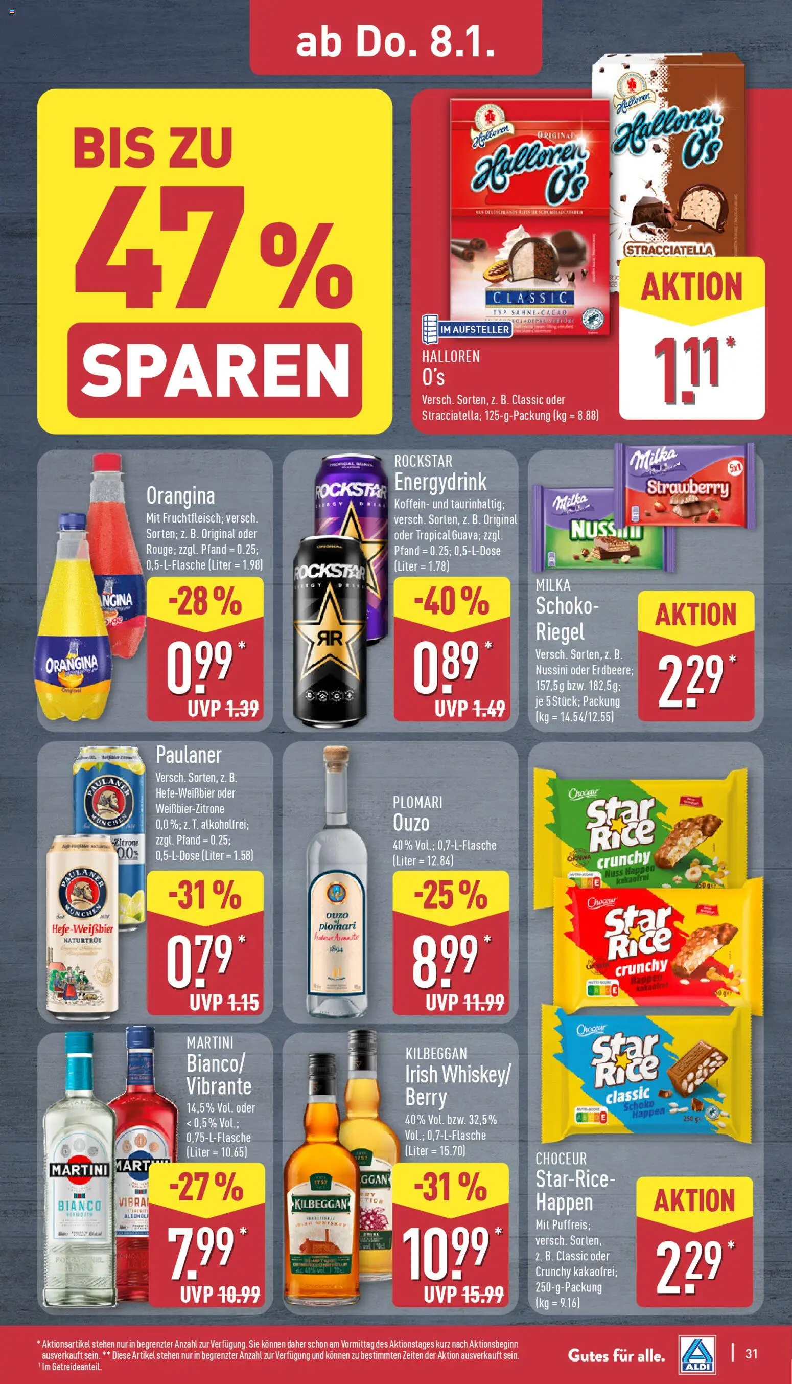 Aldi Prospekt 	 – gültig ab 05.01.2026 | Seite: 31 | Produkte: Martini, Milka, Sahne, Paulaner
