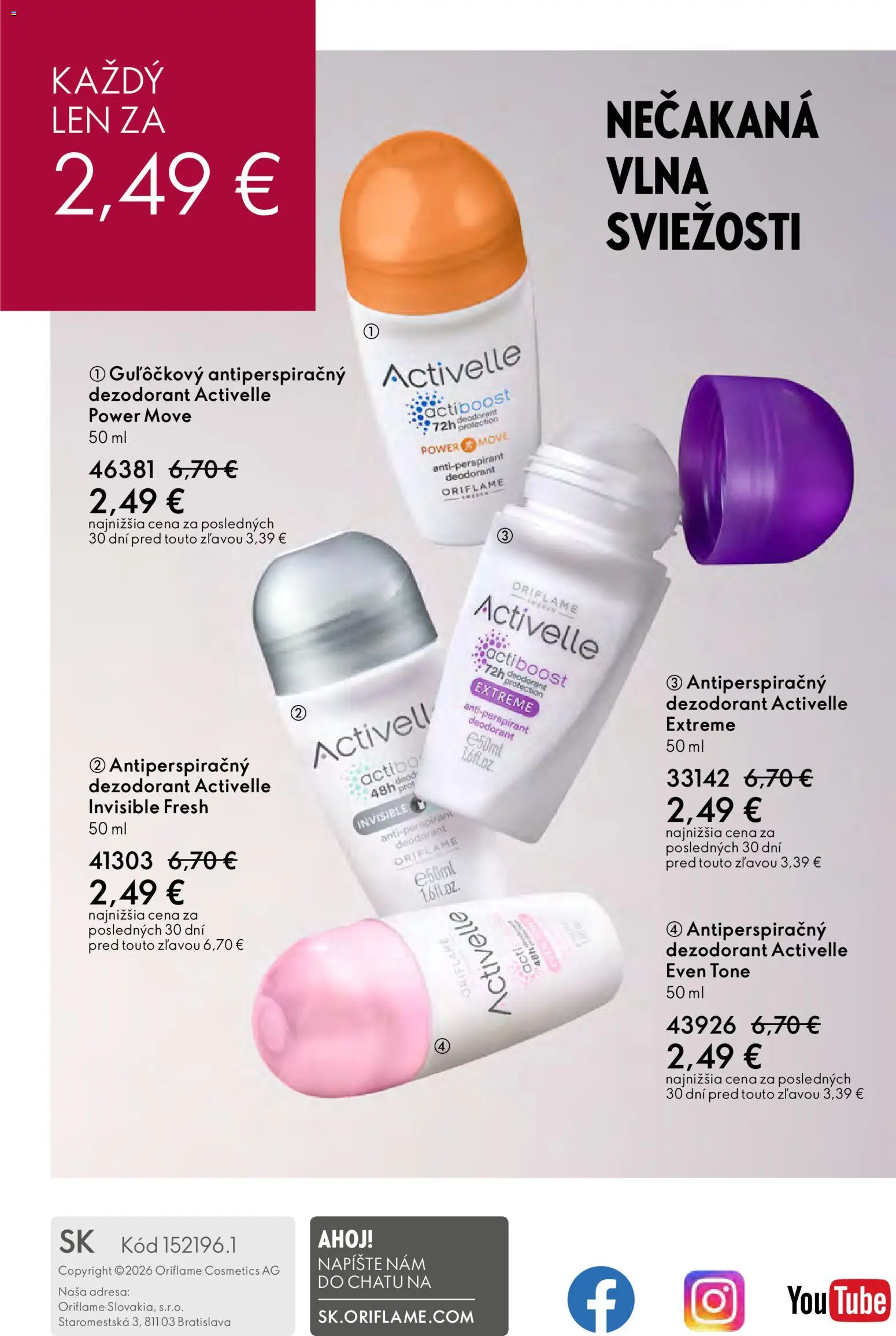Nové Oriflame akcie – leták je platný od 04.03.2026 | Strana: 164 | Produkty: Dezodorant, Antiperspirant