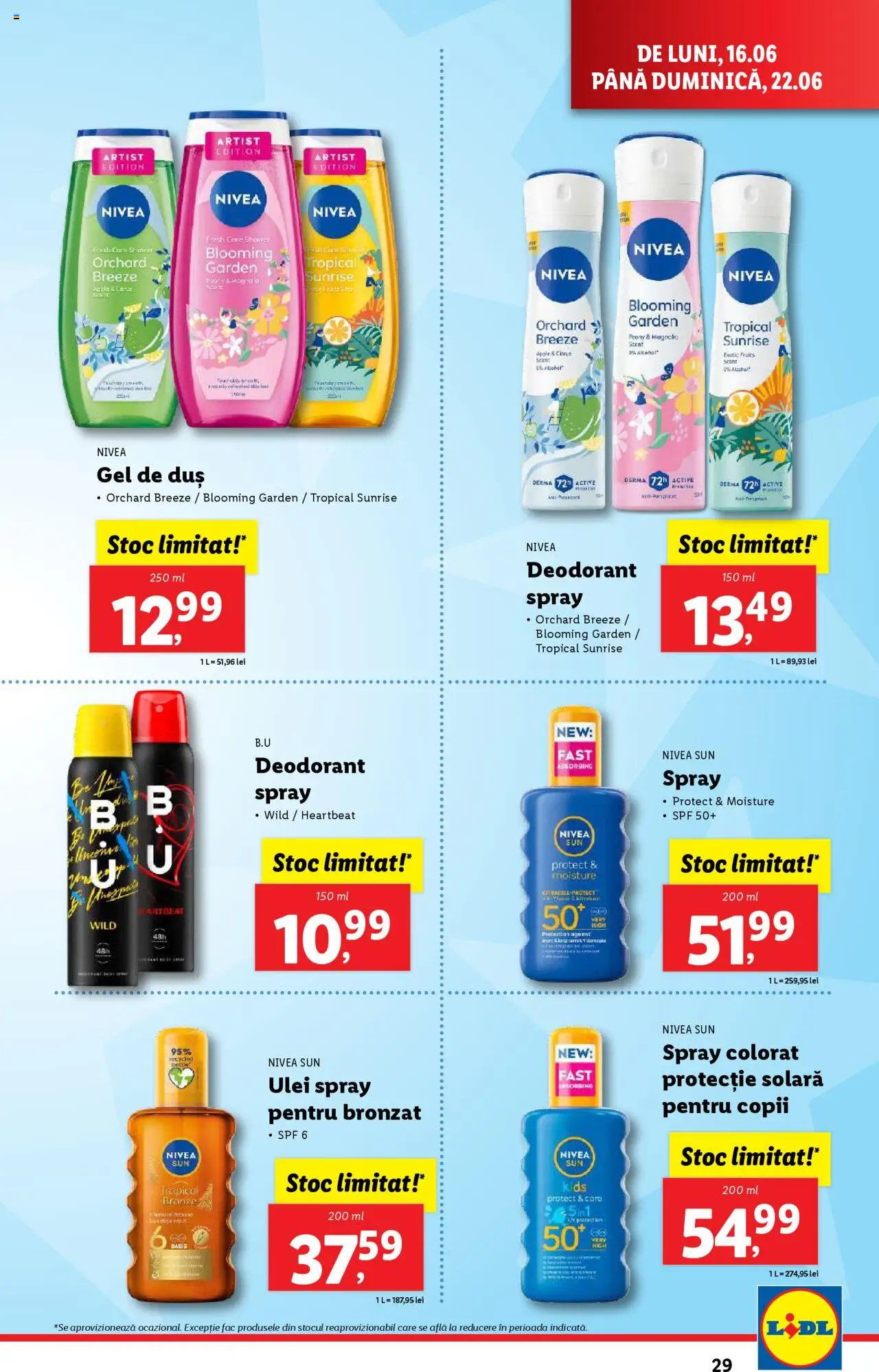 Catalog Lidl – valabil de la 16.06.2025 | Pagină: 29 | Produse: Duș, Apple, Protecție solară, Gel de duș