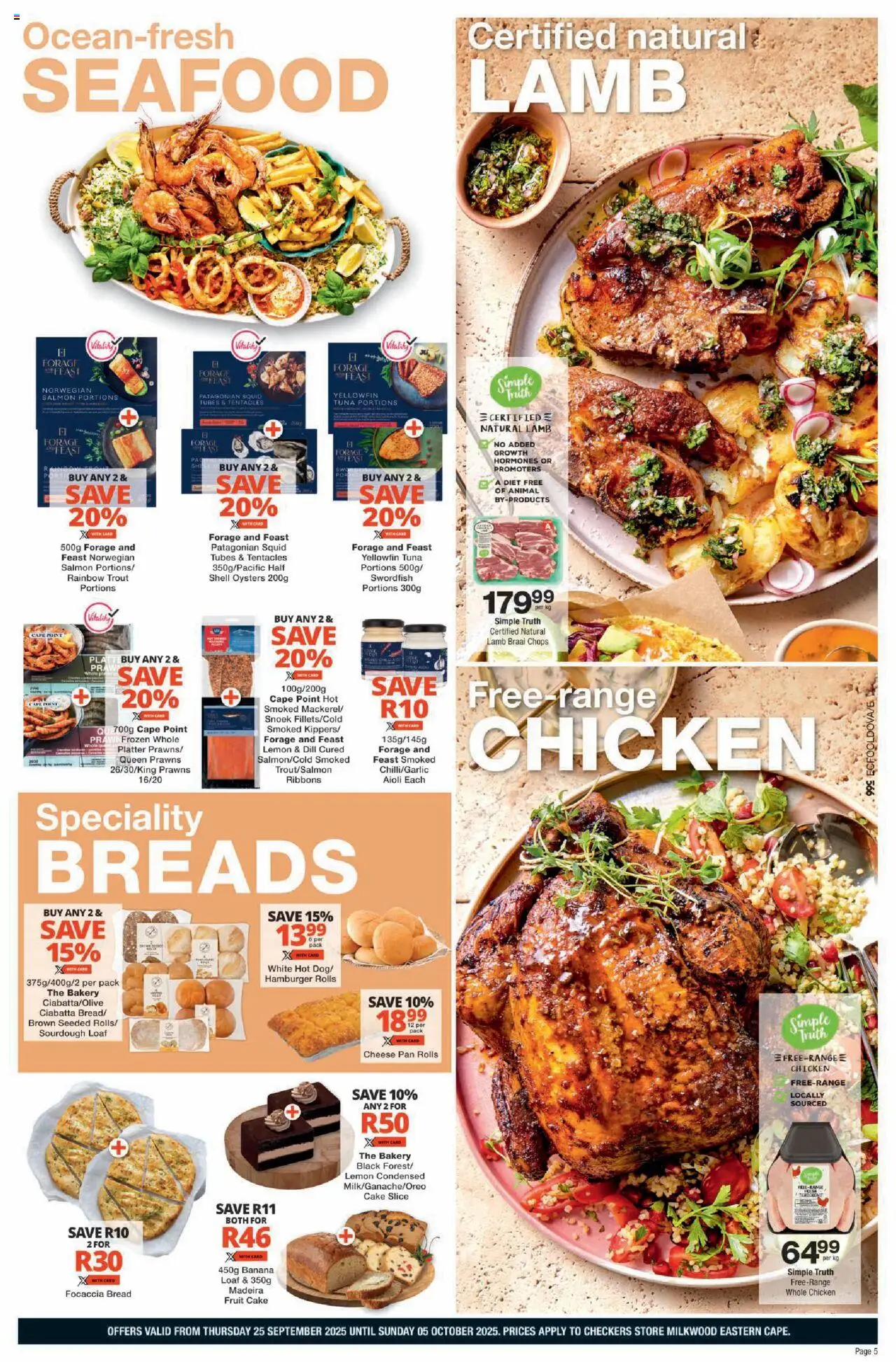 New Checkers catalogue – valid from 25.09.2025 | Page: 5 | Products: Dill, Platter, Bread, Fruit