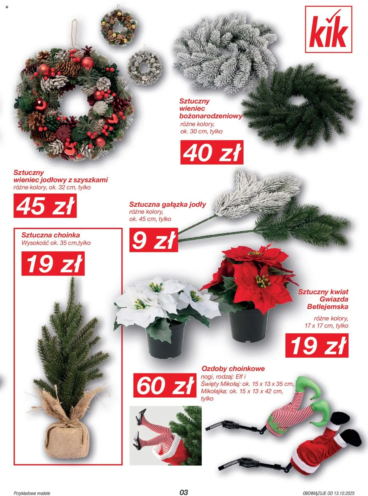 Kik Gazetka od 13.10.2025 | Strona: 3 | Produkty: Choinka, Wieniec
