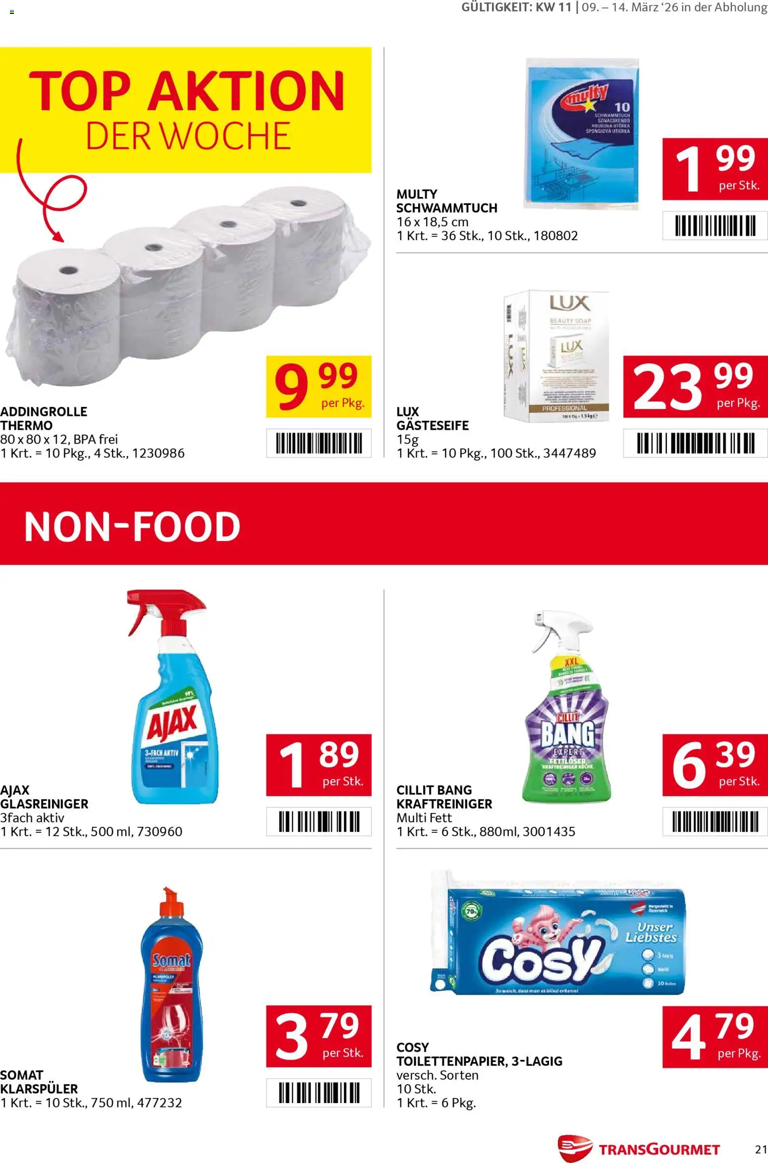 Transgourmet Flugblatt gültig ab 08.03.2026 | Seite: 21 | Produkte: Klarspüler