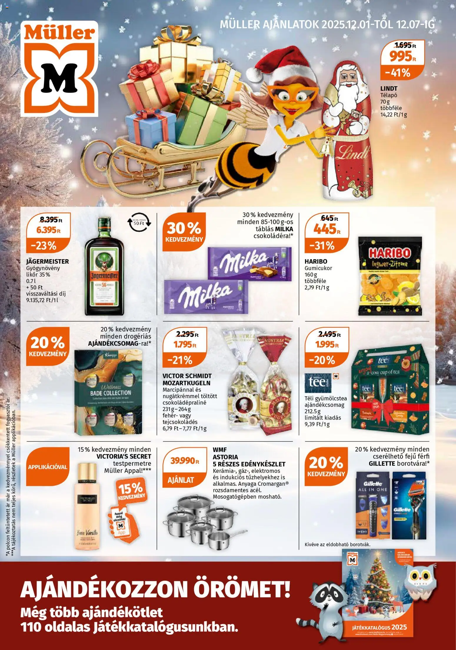 Müller akciós ujság - amely érvényes a következő dátumtól: 01.12.2025 | Oldal: 1 | Termékek: Jägermeister, Gyümölcstea, Edénykészlet, Likőr