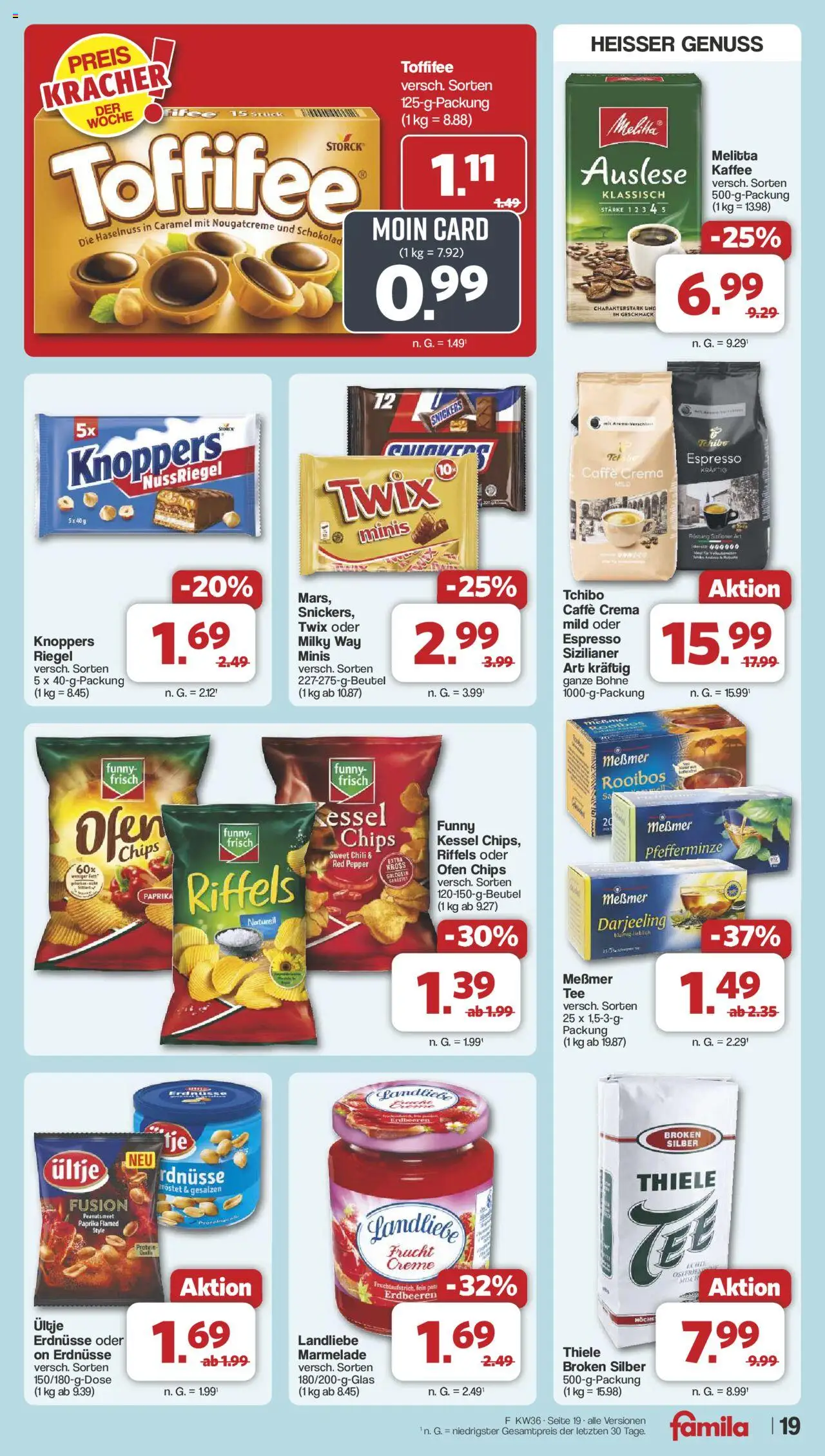 Famila Nordwest Markt - Angebote - gültig ab dem 01.09.2025 | Seite: 23 | Produkte: Melitta kaffee, Erdnüsse, Funny frisch, Chips