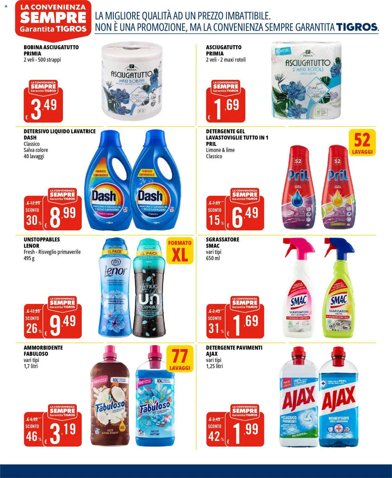 Volantino Tigros del 22.04.2026 | Pagina: 9 | Prodotti: Detergente, Sgrassatore, Limone, Lavastoviglie