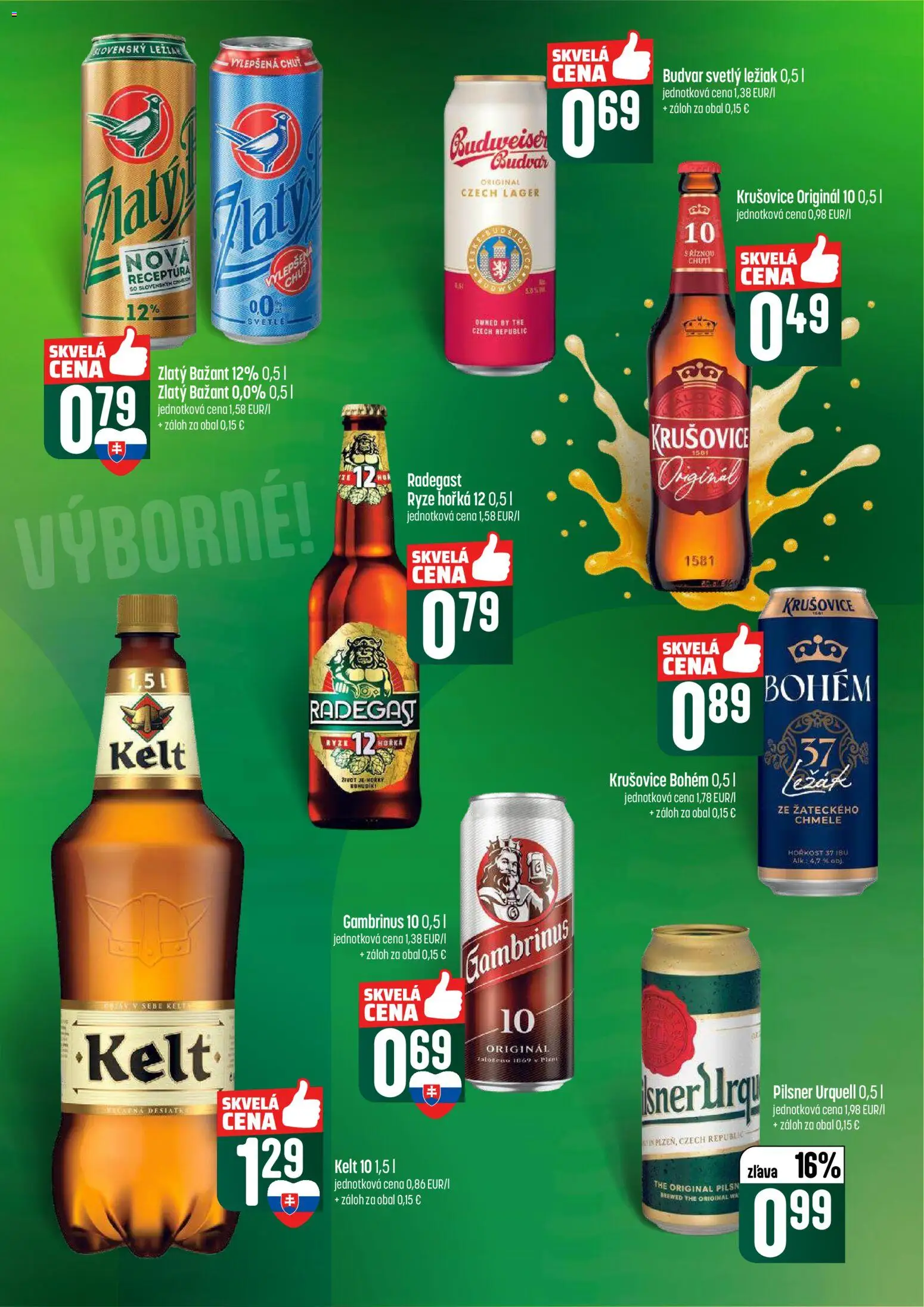 Nové COOP Jednota akcie – leták je platný od 12.02.2026 | Strana: 51 | Produkty: Pilsner Urquell, Kelt, Radegast, Budvar