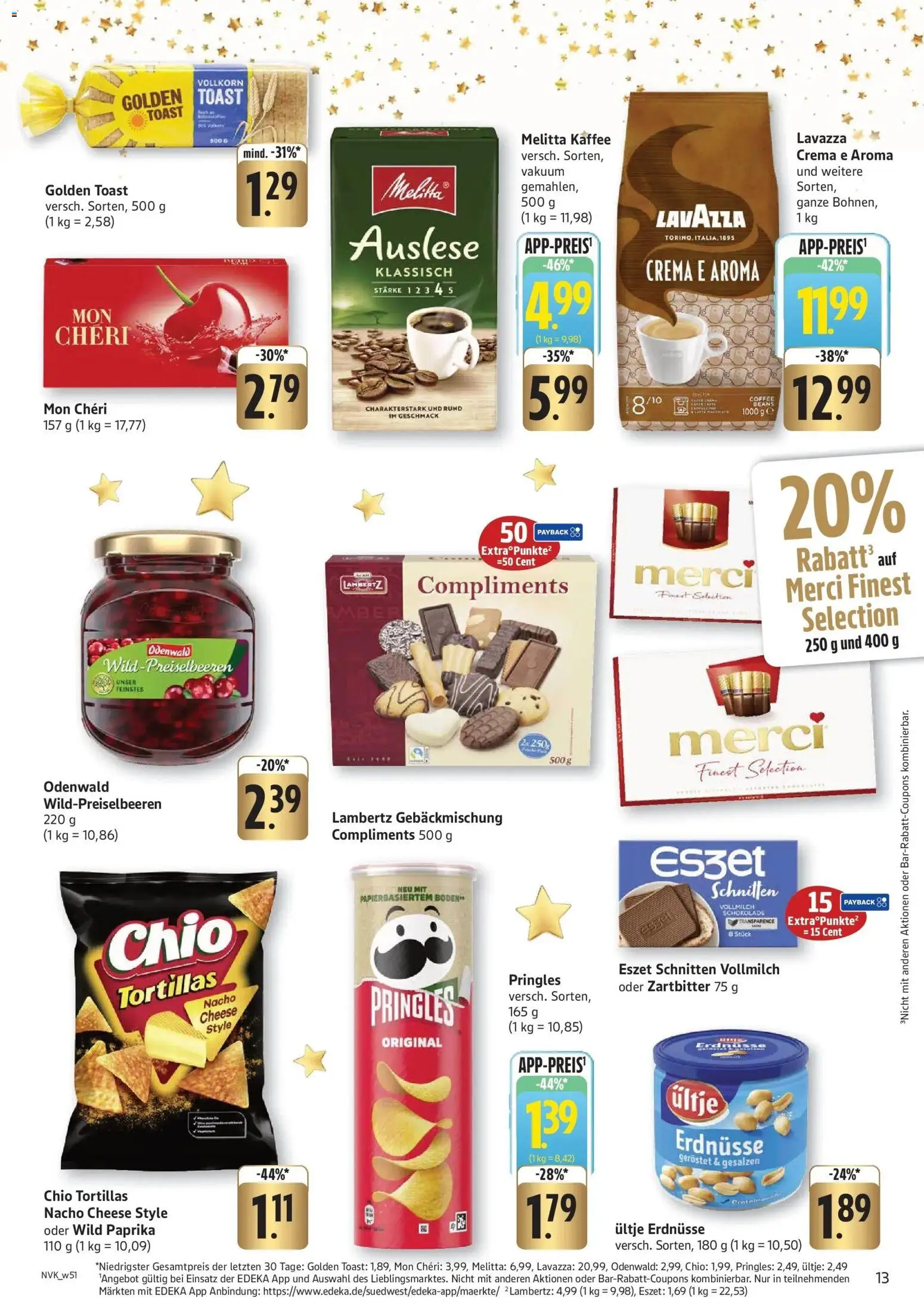 Edeka prospekt Tübingen	 – gültig ab 14.12.2025 | Seite: 13 | Produkte: Melitta kaffee, Paprika, Chips, Mon cheri