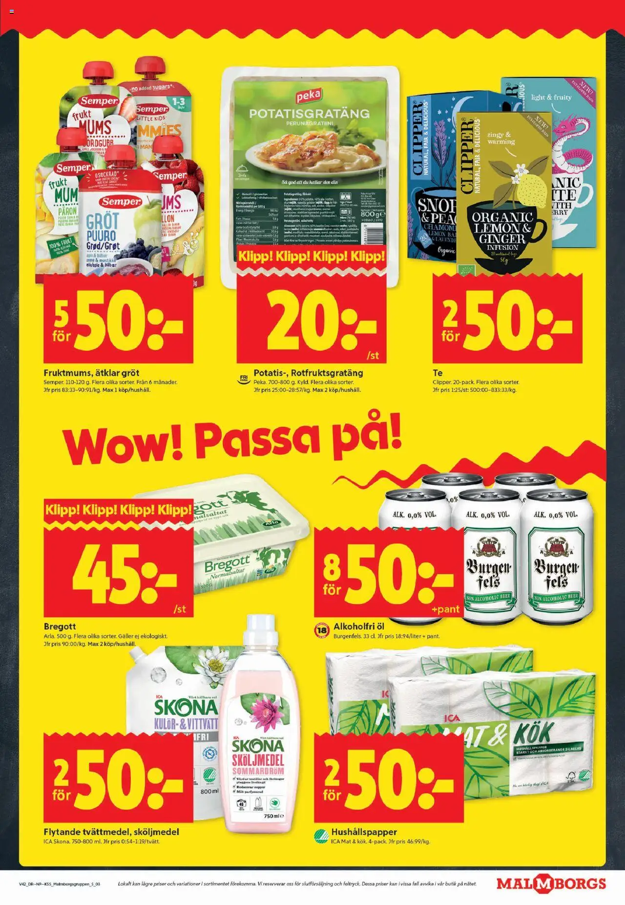 ICA Kvantum reklamblad aktuell från 13.10.2025 | Sida: 3 | Produkter: Sköljmedel, Bregott, Potatisgratäng, Öl