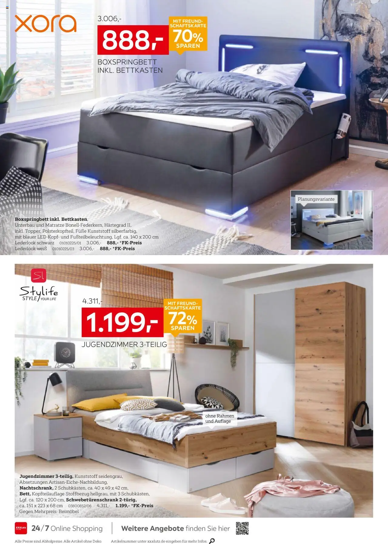 XXXL Lutz Schlafen Spezial - gültig ab dem 28.07.2025 | Seite: 22 | Produkte: Matratze, Schwebetürenschrank, Boxspringbett
