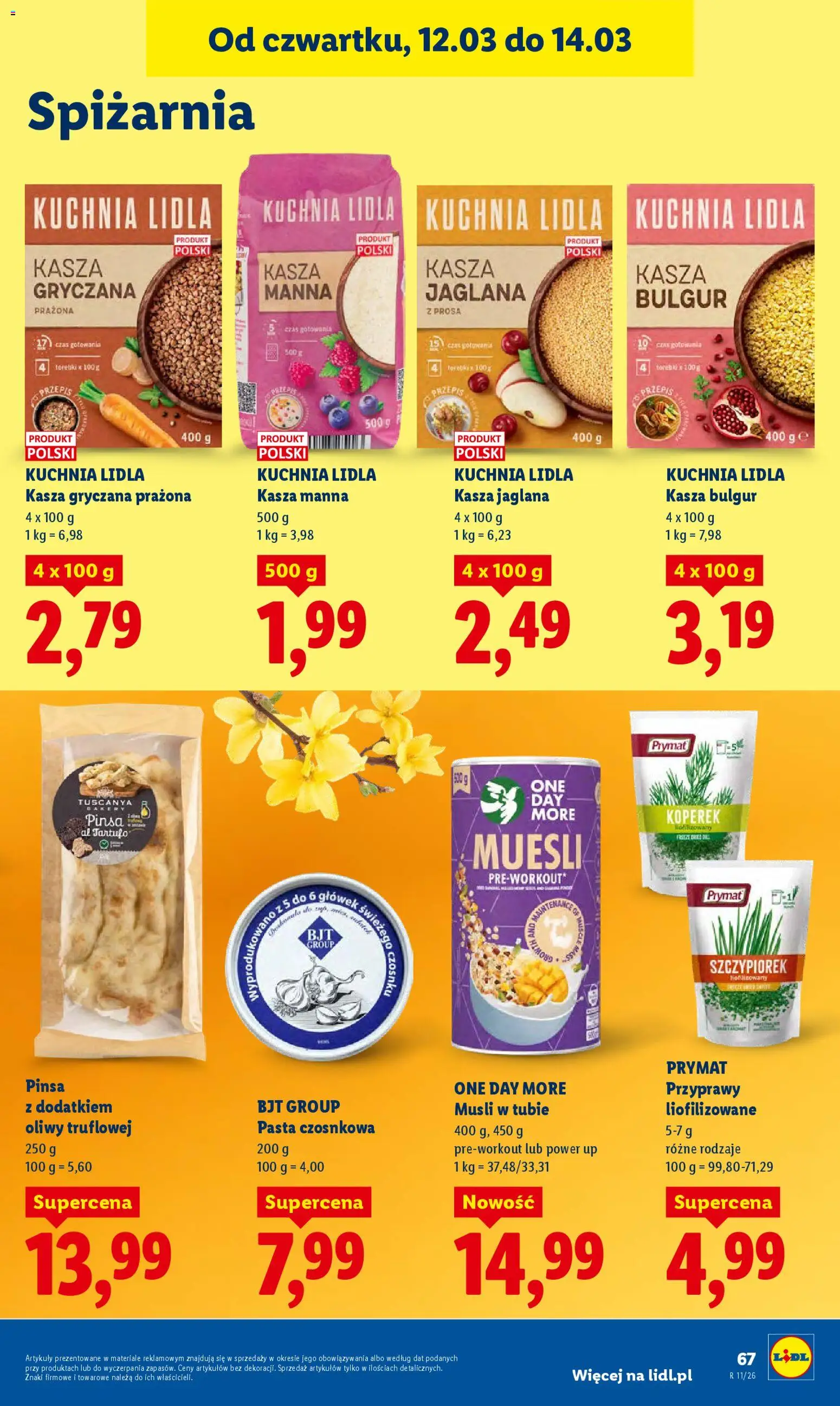 Lidl Polsko leták od 12.03.2026 | Strana: 69 | Produkty: Bulgur, Pinsa, Müsli