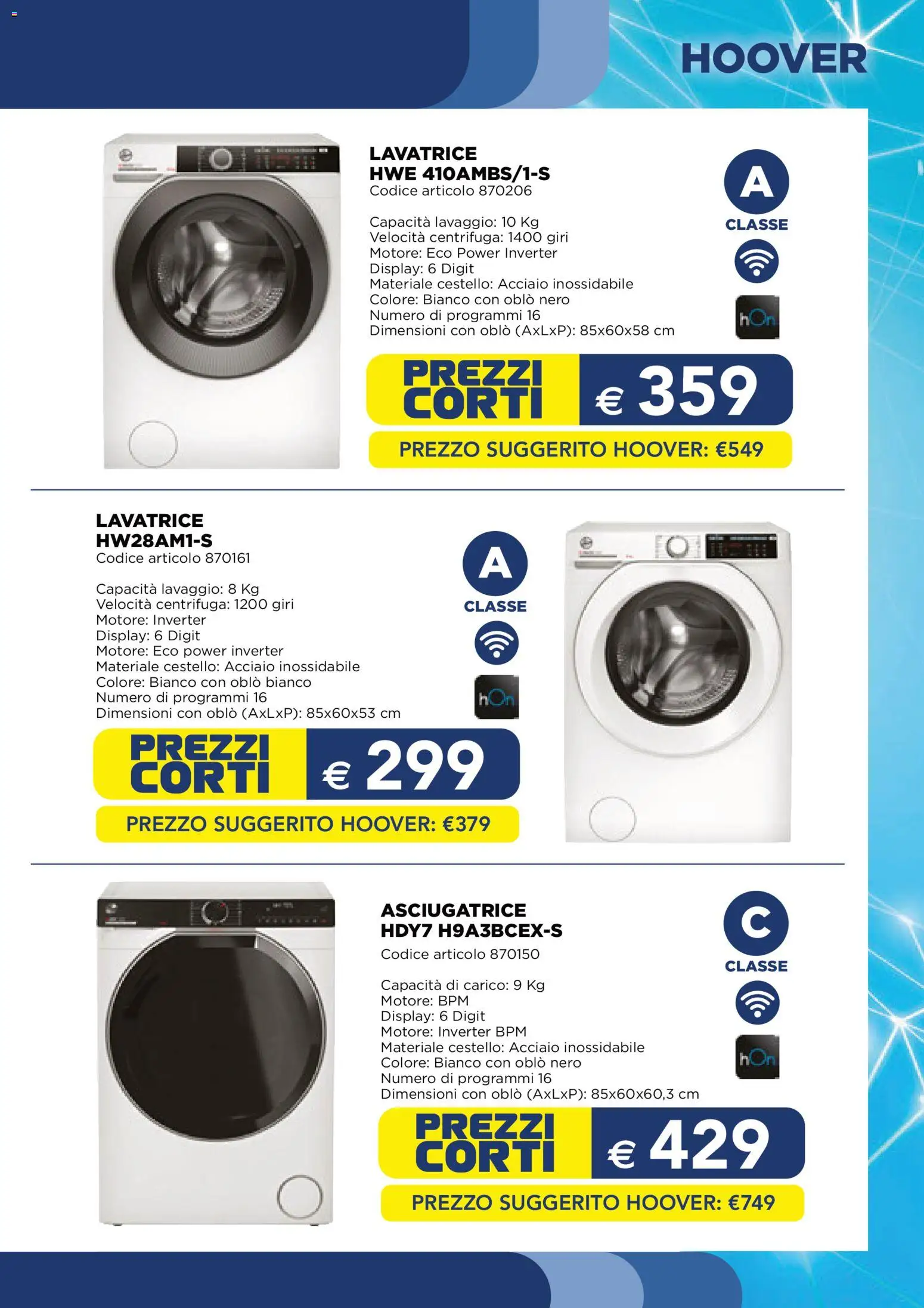 Volantino Esselunga S del 26.02.2026 | Pagina: 11 | Prodotti: Centrifuga, Lavatrice, Asciugatrice