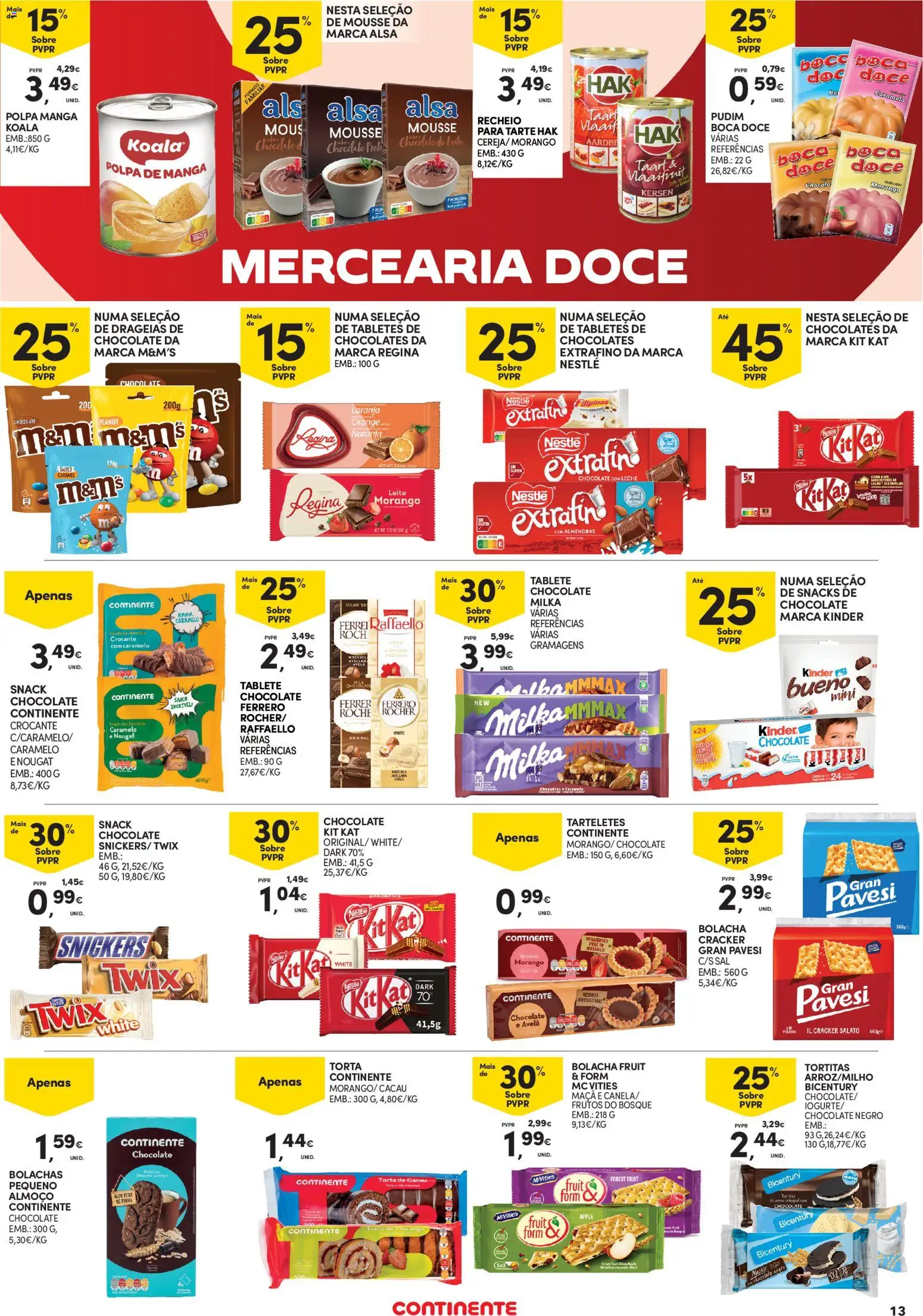Continente - Açores │ válido de 19.03.2026 | Página: 13 | Produtos: Chocolates, Pudim, Sal, Torta