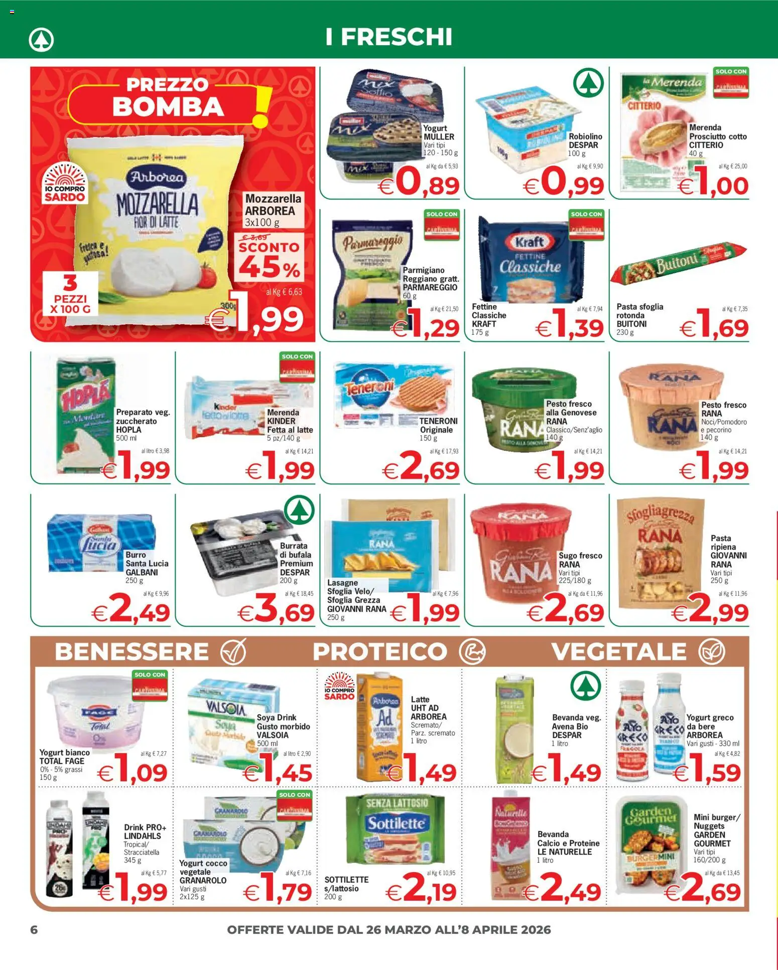 Volantino Despar del 26.03.2026 | Pagina: 6 | Prodotti: Pasta sfoglia, Latte, Pesto, Stracciatella