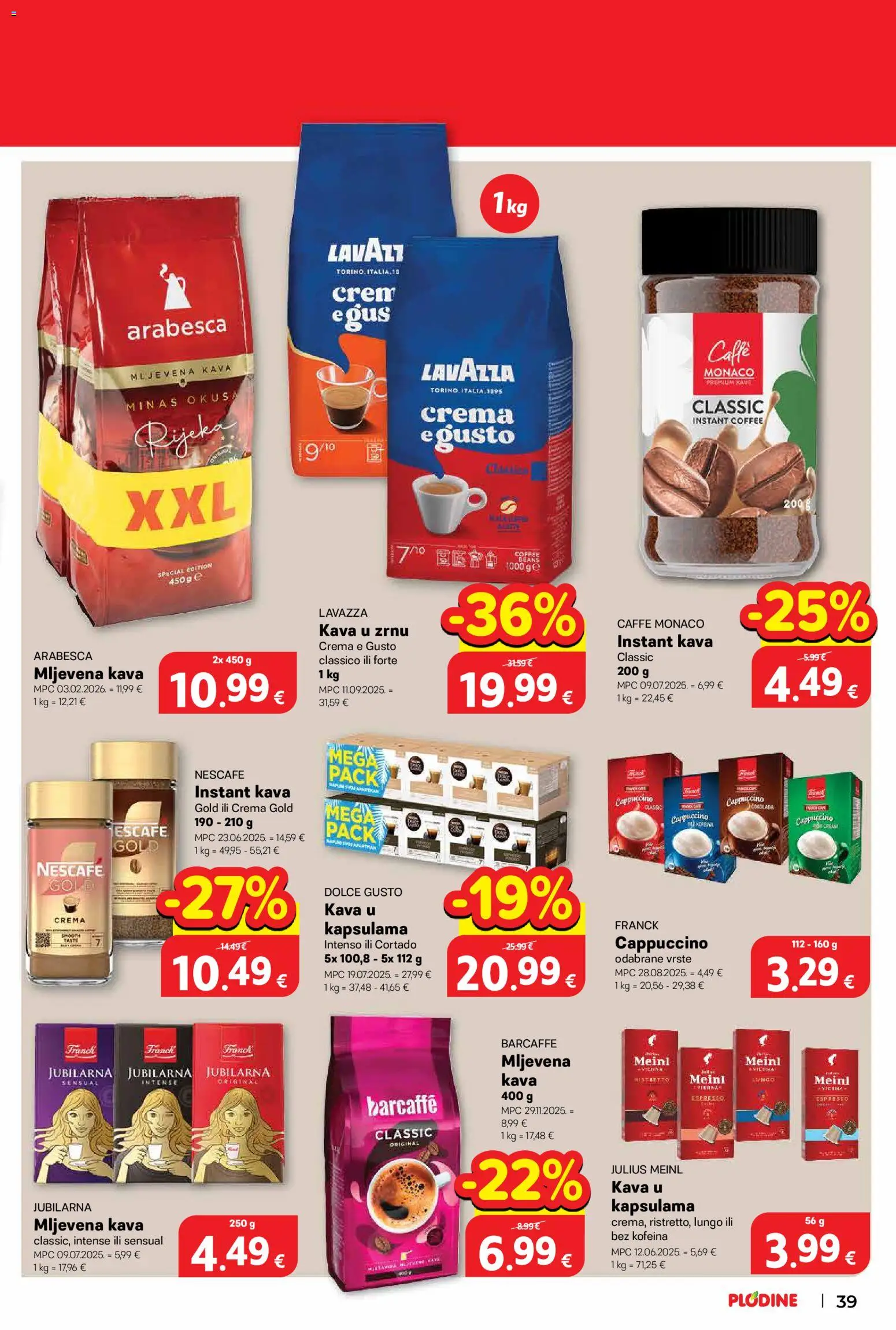 Plodine katalog | vrijedi od 01.04.2026 | Stranica: 47 | Proizvodi: Dolce Gusto, Arabesca, Barcaffe, Nescafe Gold