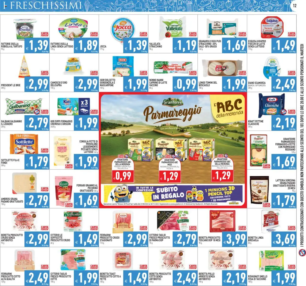 Volantino PIM Supermercati del 17.09.2025 | Pagina: 12 | Prodotti: Bresaola, Formaggio, Grana Padano, Latte senza lattosio