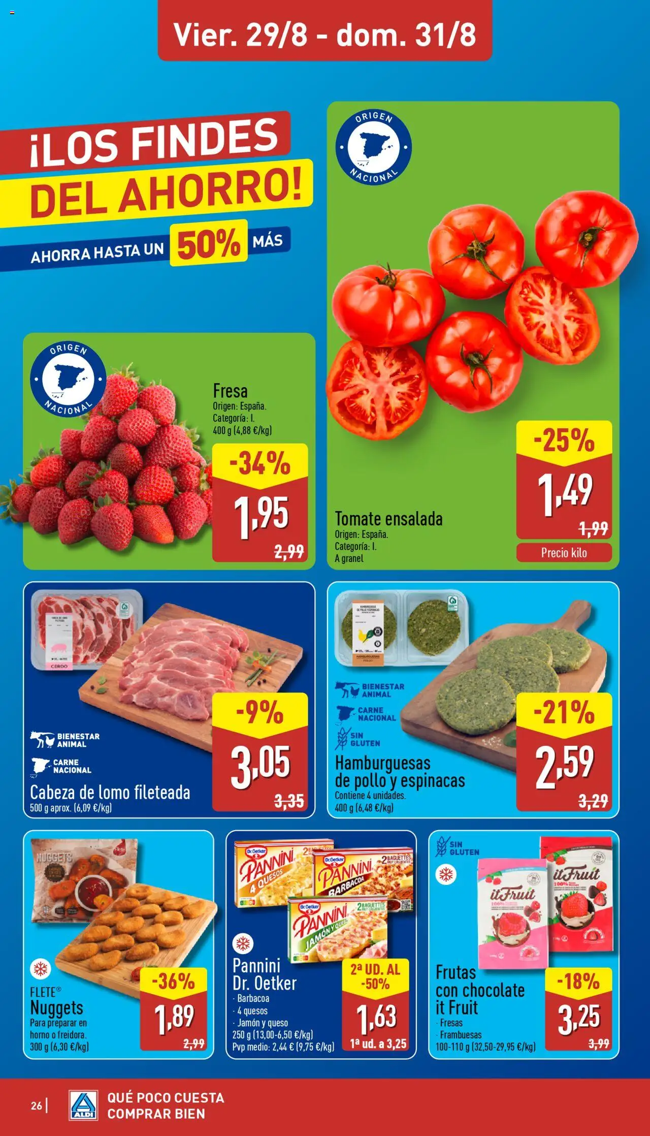 Aldi folleto Península │ válido desde el 25.08.2025 | Página: 26 | Productos: Chocolate, Cerdo, Fresas, Nuggets