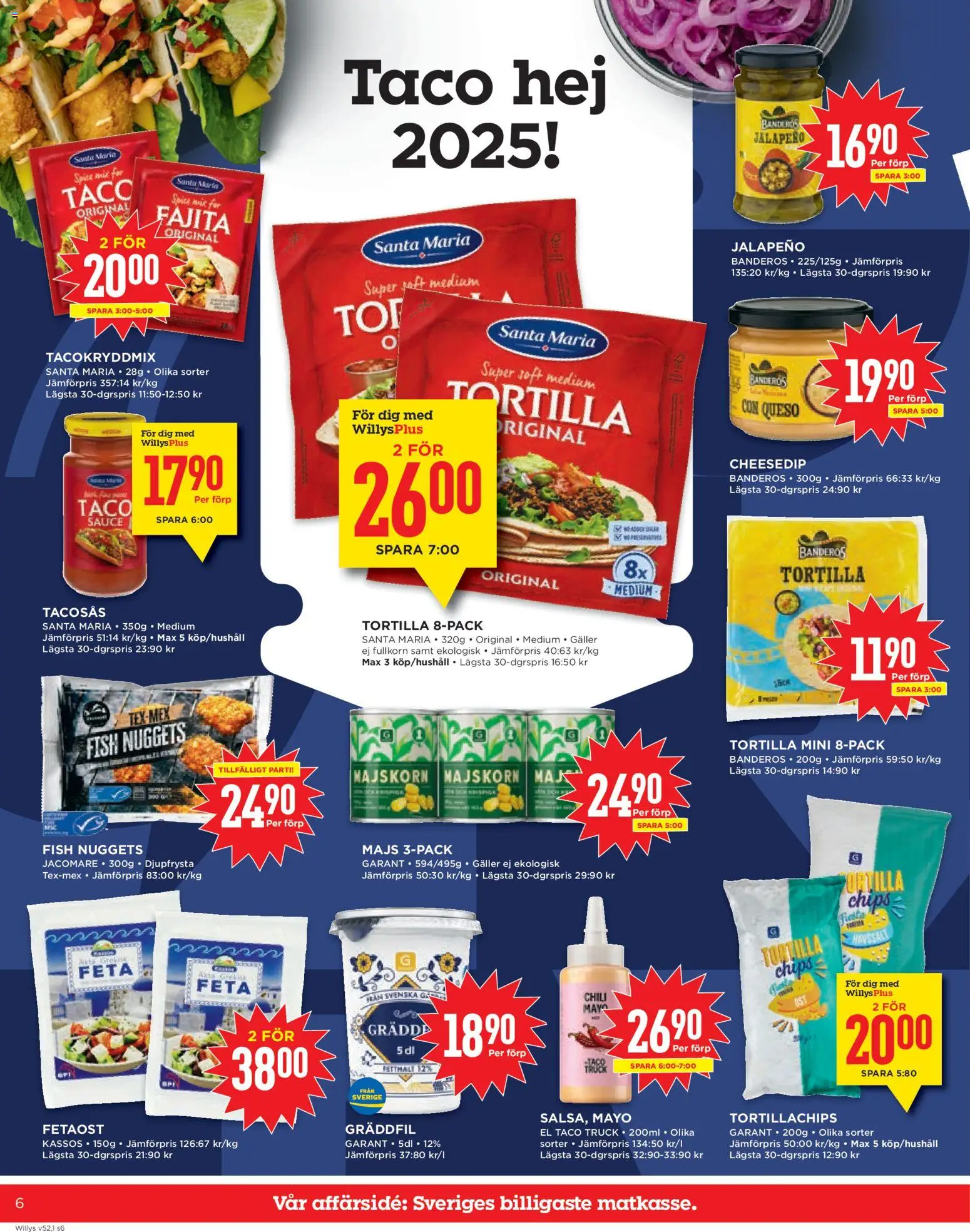 Willys reklamblad aktuell från 26.12.2025 | Sida: 6 | Produkter: Chips, Fetaost, Chili, Grädde