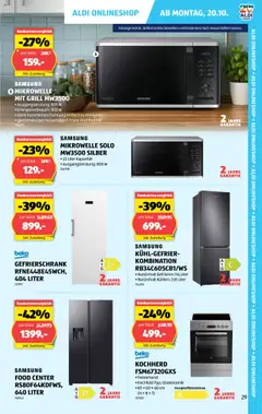 Aldi Aktionen ab 16.10.2025 gültig | Seite: 30 | Produkte: Samsung, Gefrierschrank, Mikrowelle, Grill