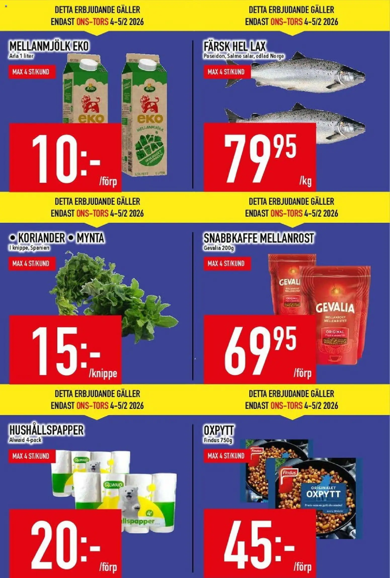 Matdax reklamblad aktuell från 02.02.2026 | Sida: 3 | Produkter: Hushållspapper, Galler, Lax