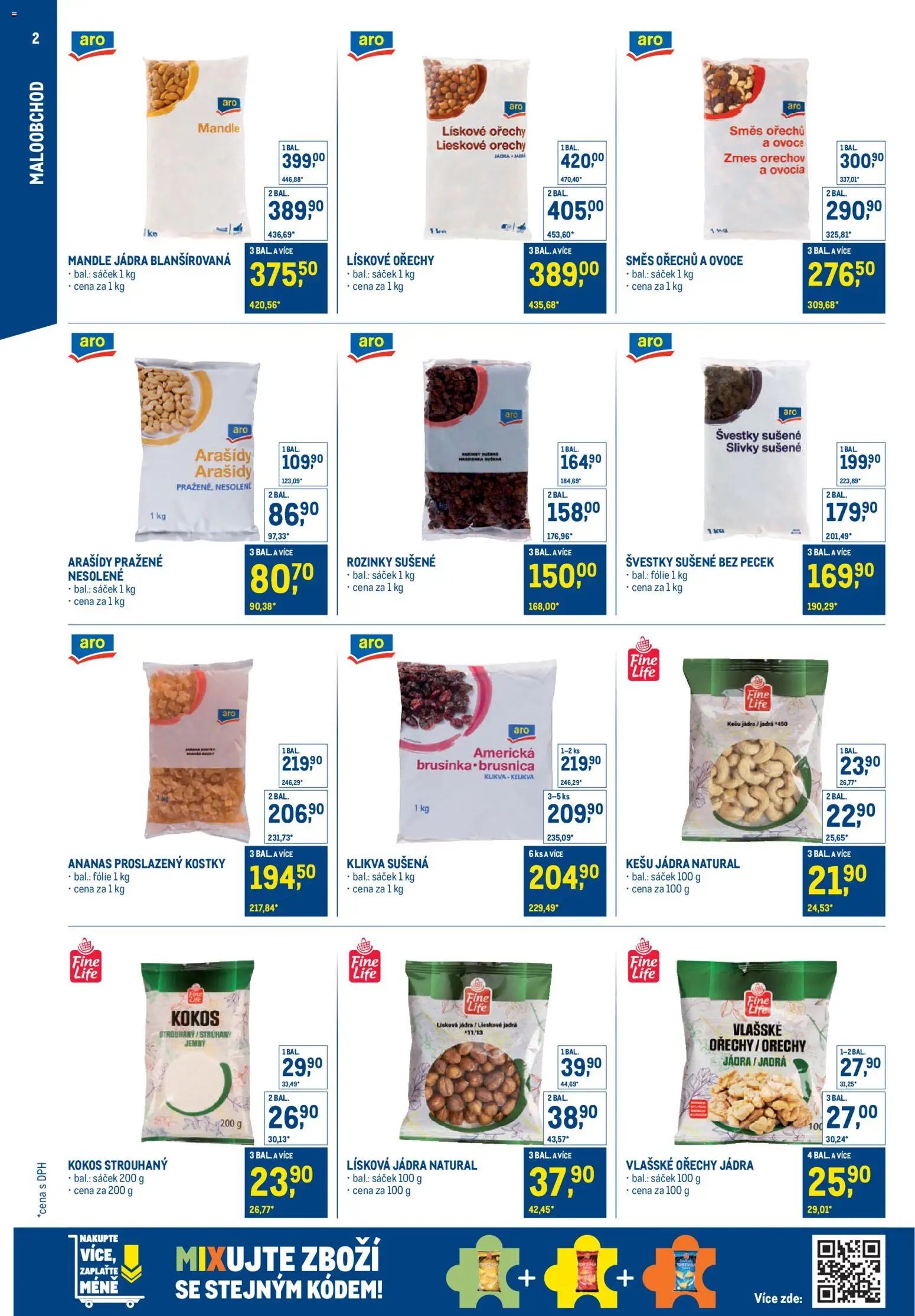 Makro leták - Stabilně výhodná cena - maloobchod od 24.09.2025 | Strana: 2 | Produkty: Ananas, Kokos strouhaný, Lískové ořechy, Mandle