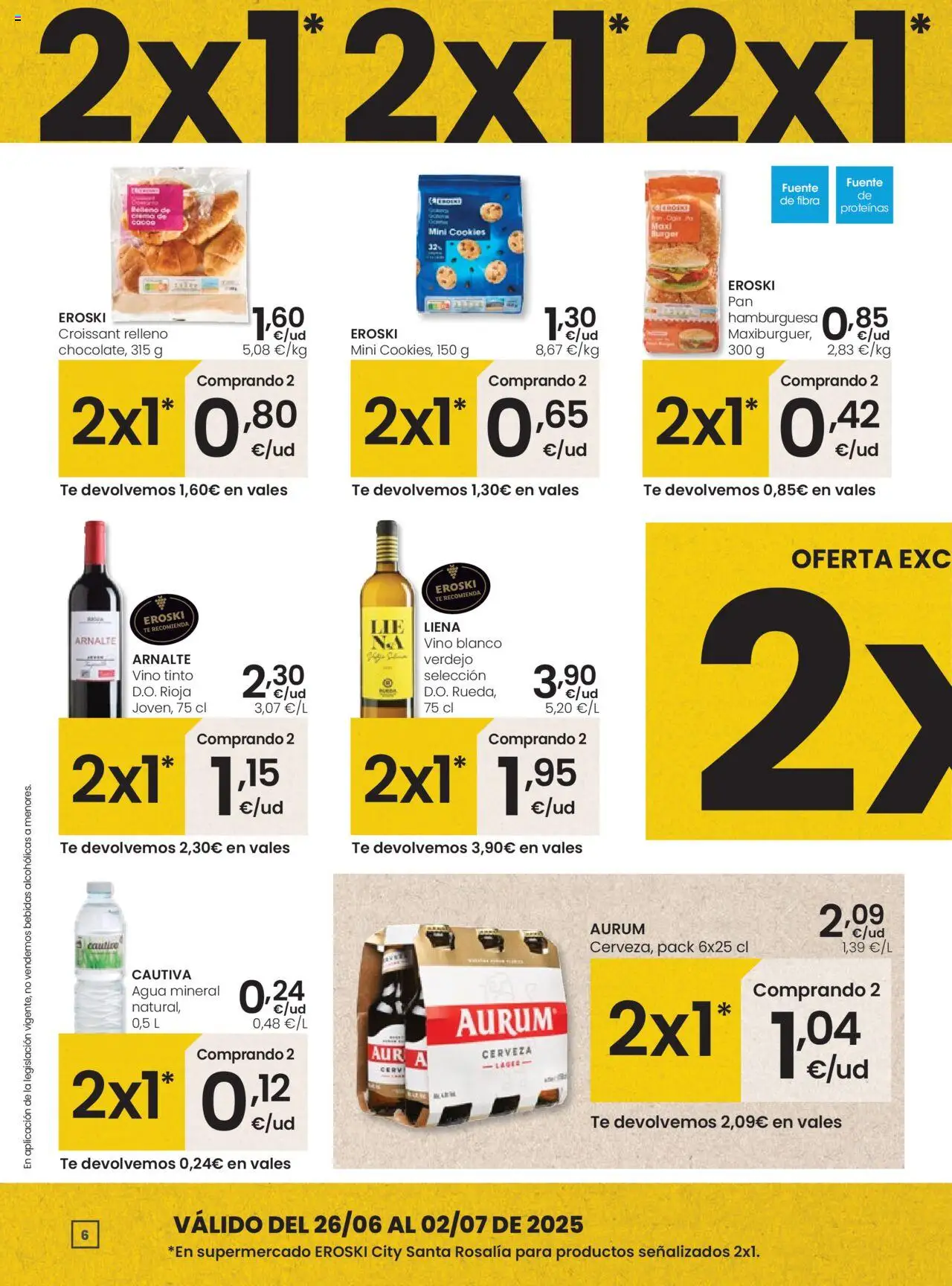 Eroski -  City Santa Rosalía │ válido desde el 26.06.2025 | Página: 6 | Productos: Pan, Croissant, Té, Σοκολατούχο γάλα