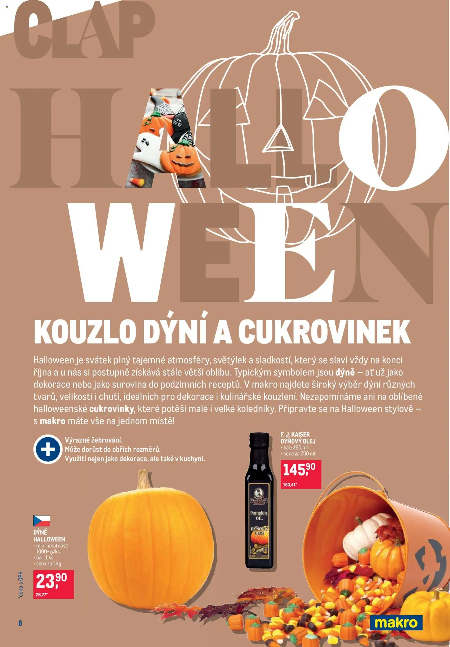 Makro leták - Pro milovníky jídla od 22.10.2025 | Strana: 8 | Produkty: Olej, Dýňový olej, Dýně, Dekorace