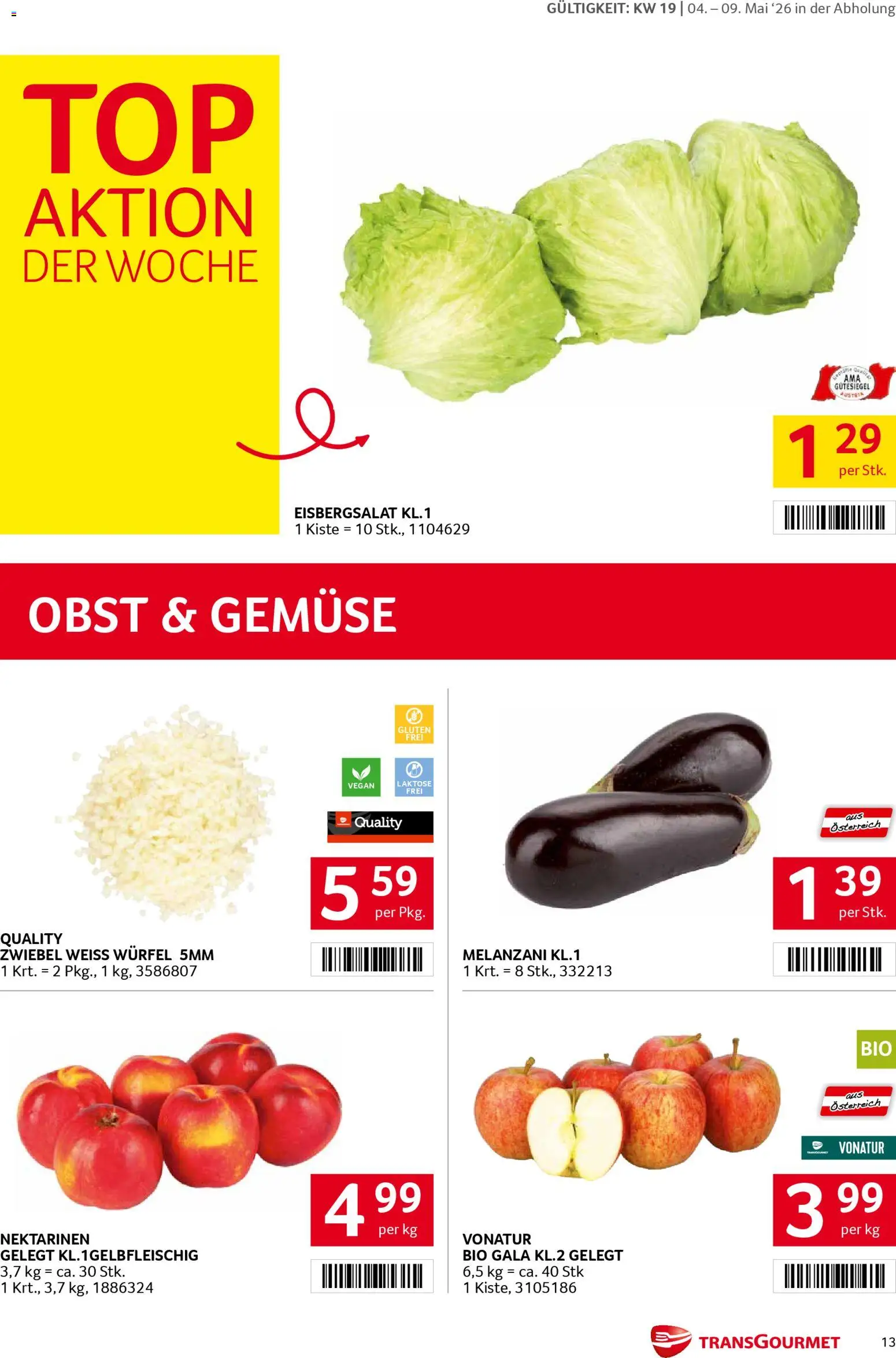 Transgourmet Flugblatt gültig ab 04.05.2026 | Seite: 13 | Produkte: Gemüse, Obst