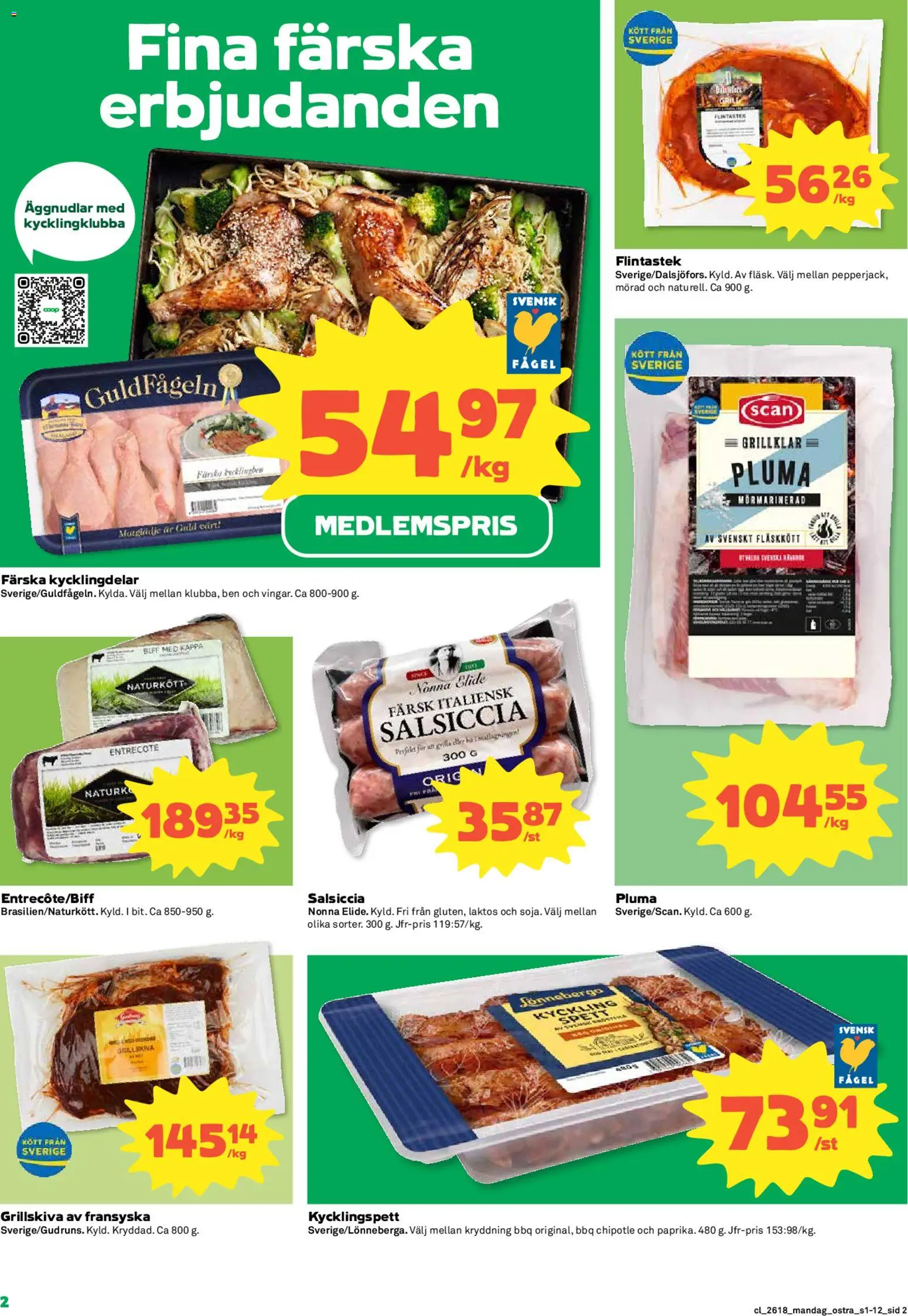 Coop reklamblad aktuell från 27.04.2026 | Sida: 2 | Produkter: Kycklingklubba, Entrecote, Kappa