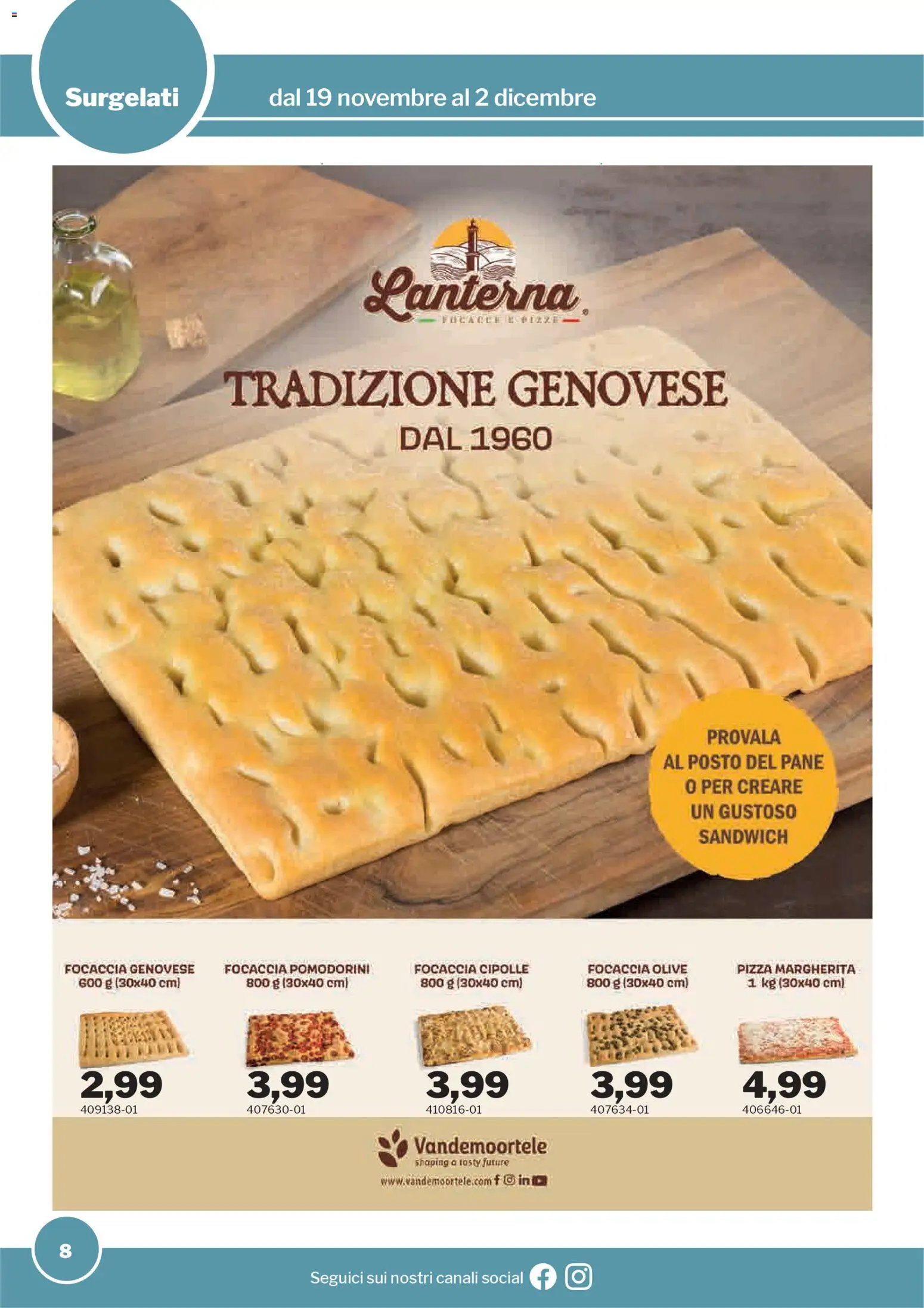 Volantino Sogegross del 19.11.2025 | Pagina: 8 | Prodotti: Pomodorini, Pane, Cipolle, Lanterna