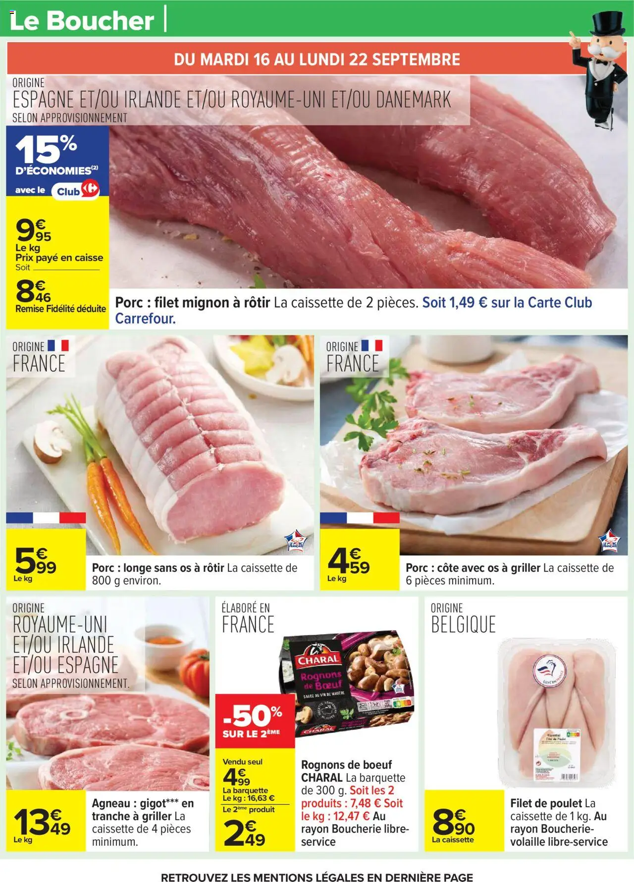  | Page: 29 | Produits: Agneau, Volaille, Vin, Porc filet mignon