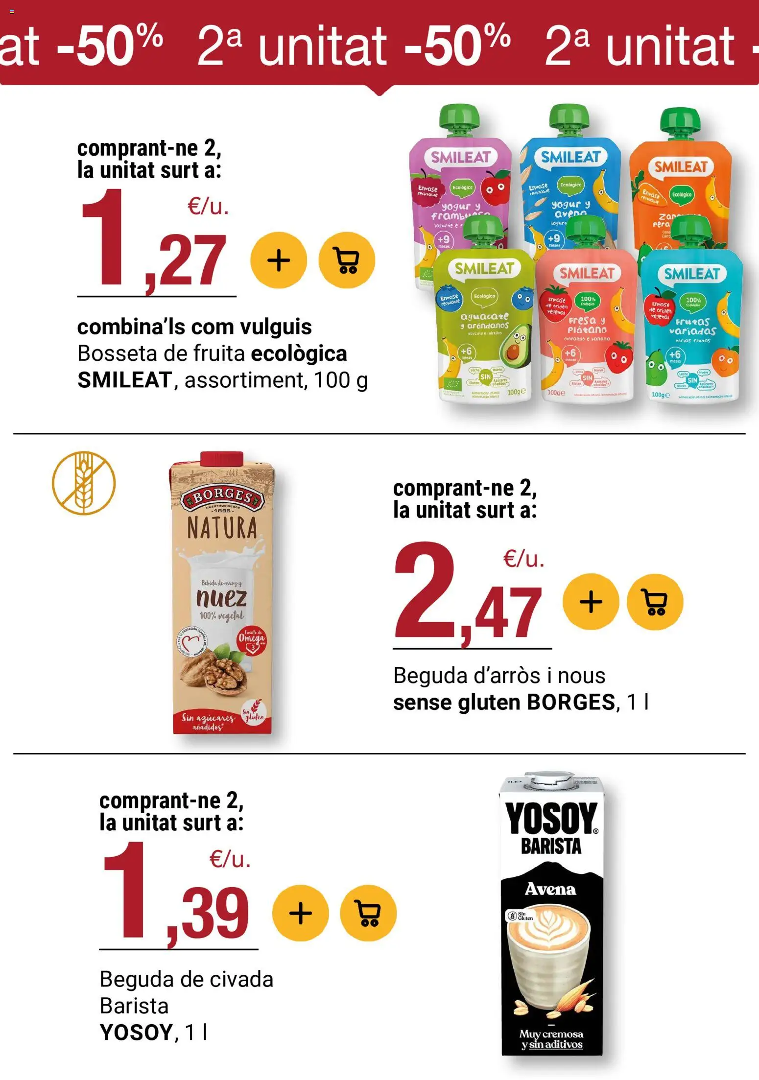 Bonpreu folleto │ válido desde el 08.04.2026 | Página: 10 | Productos: Leche, Yogur, Arroz, Bebida de arroz y nuez