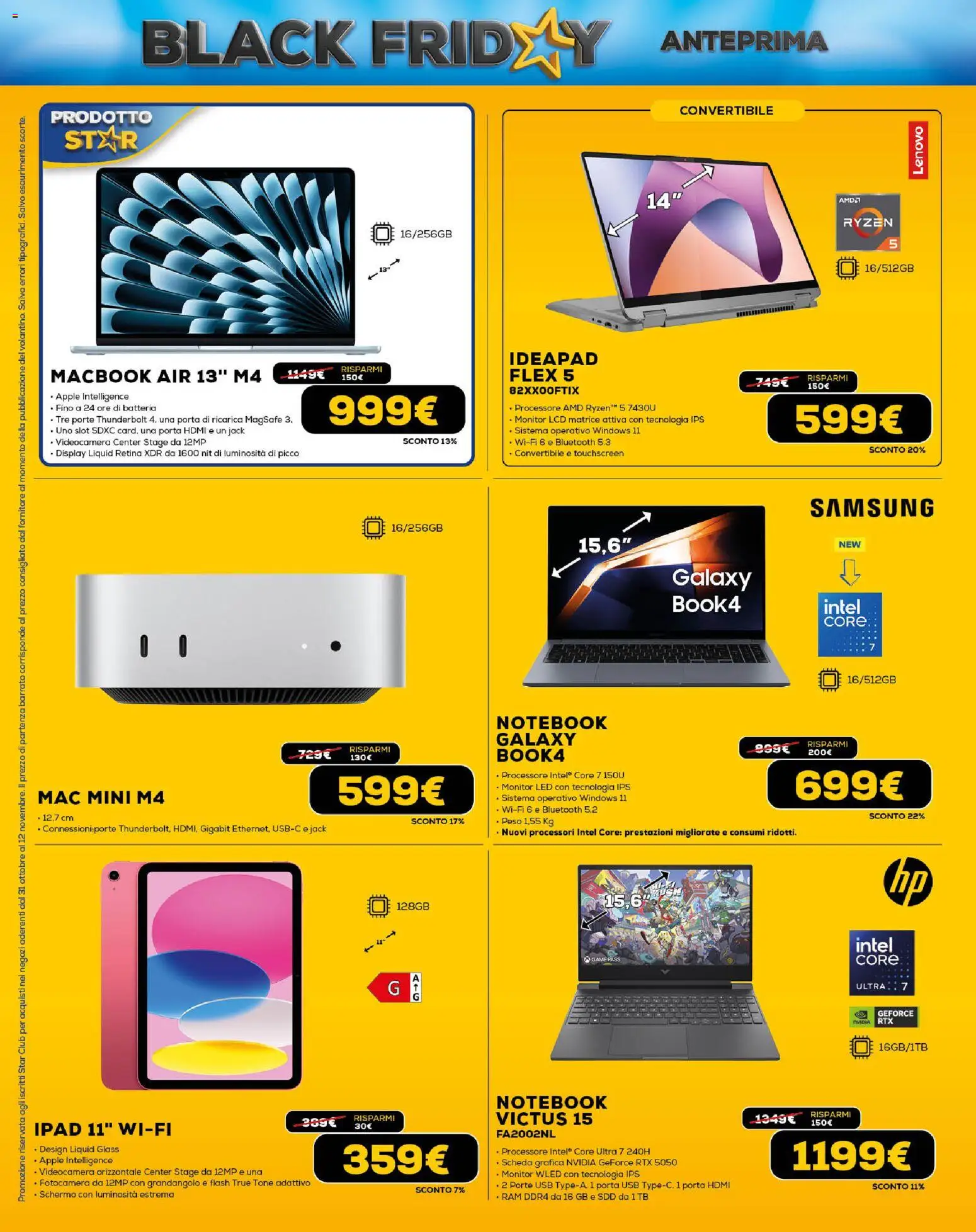 Volantino Euronics del 31.10.2025 | Pagina: 12 | Prodotti: Videocamera, Fotocamera, USB, Ipad