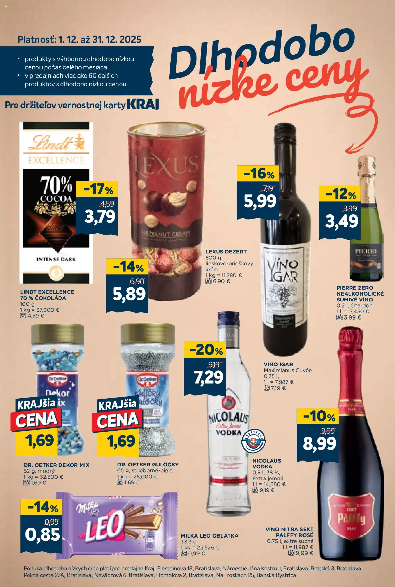 Nové Kraj akcie – leták je platný od 18.12.2025 | Strana: 17 | Produkty: Víno, Lindt, Čokoláda, Vodka