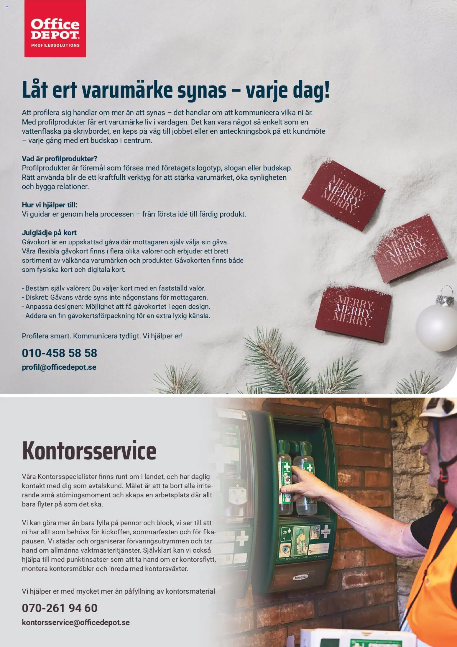 Office Depot reklamblad aktuell från 17.11.2025 | Sida: 2 | Produkter: Keps, Vattenflaska, Anteckningsbok, Kontakt