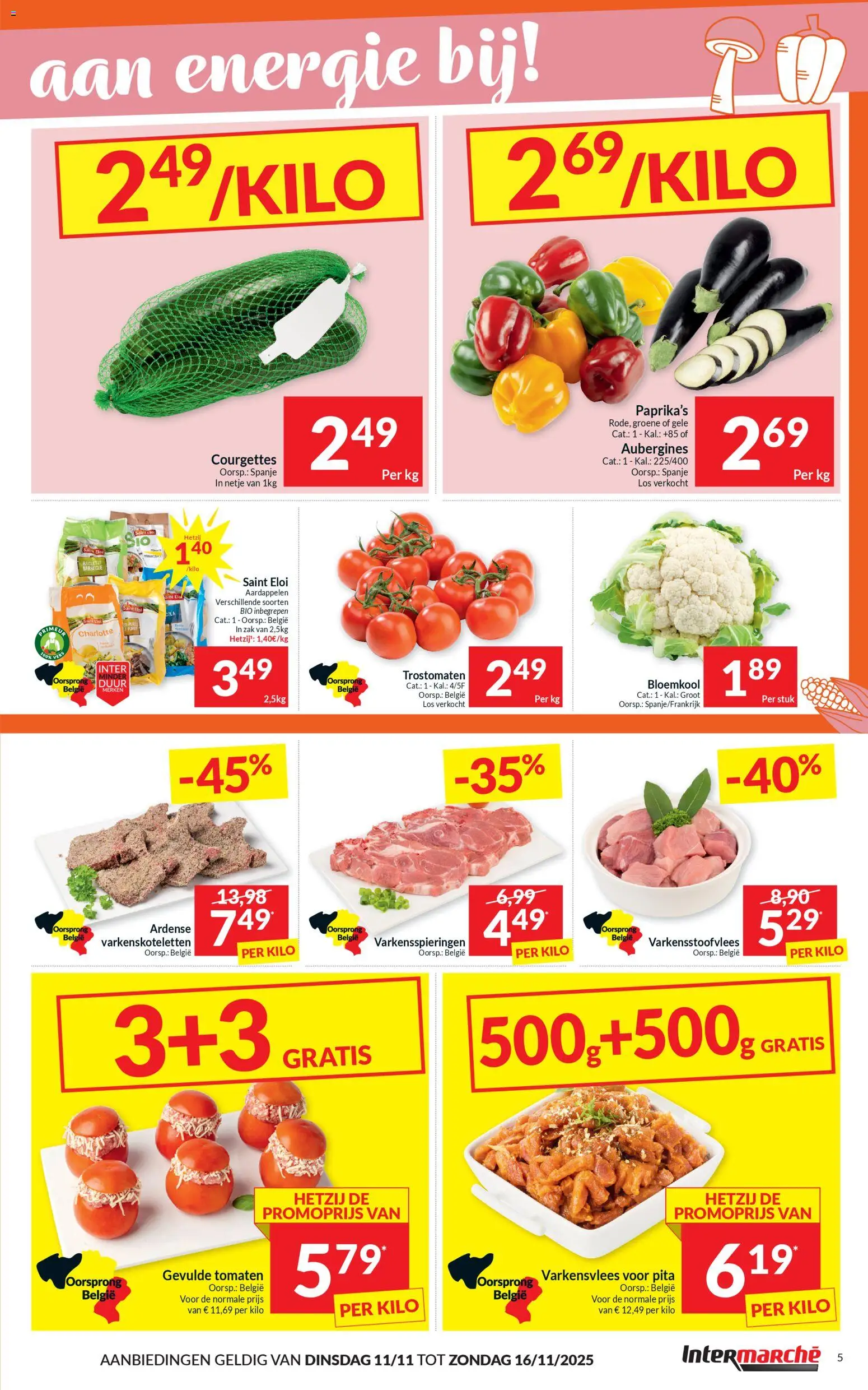 {H1} | Pagina: 5 | Producten: Varkensvlees, Tomaten, Zak, Bloemkool