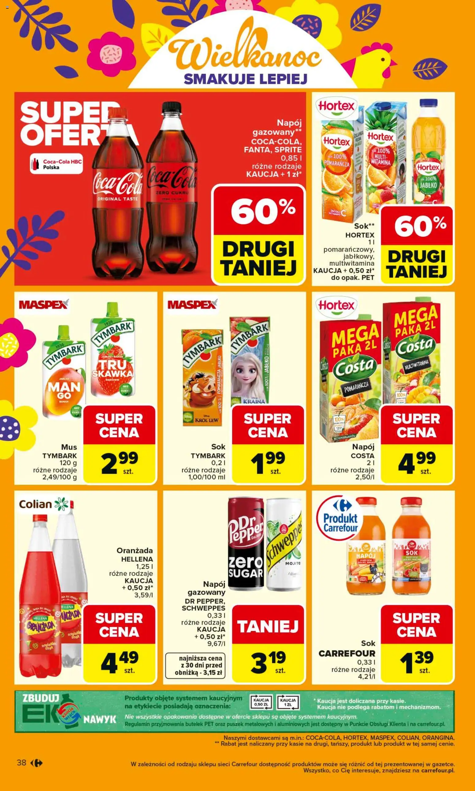 Carrefour gazetka od 23.03.2026 | Strona: 44 | Produkty: Sprite, Oranżada hellena, Sok, Banan