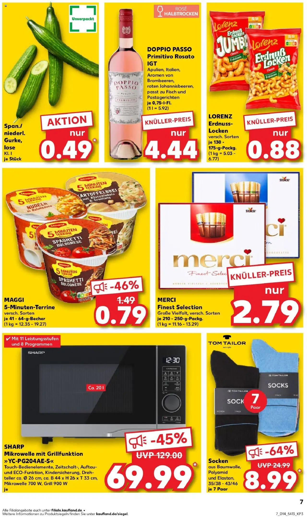 Kaufland - Moers-Hochstraß, Römerstraße 570 - gültig ab dem 03.04.2025 | Seite: 7 | Produkte: Mikrowelle, Grill, Fisch, Socken