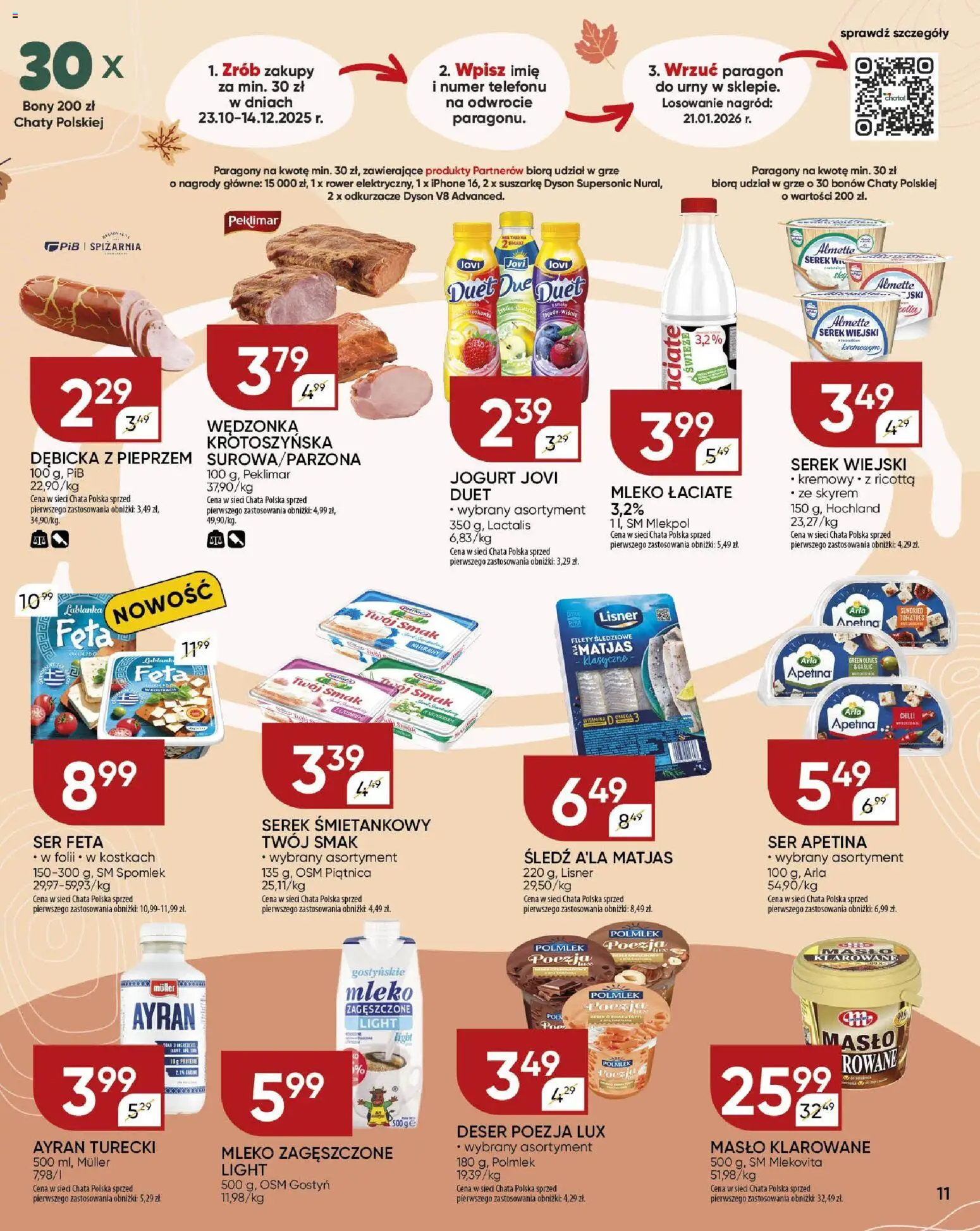 Chata Polska Gazetka od 20.11.2025 | Strona: 11 | Produkty: Śledź, Rower, Jogurt, Ser feta