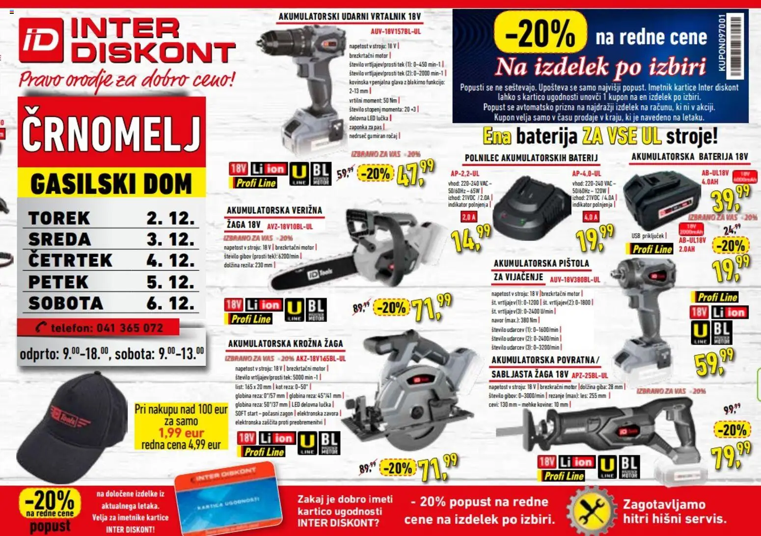 Novi Inter Diskont katalog ponudbe – veljaven od 02.12.2025 | Stran: 1 | Izdelki: Baterija, Orodje, Vrtalnik, Pas