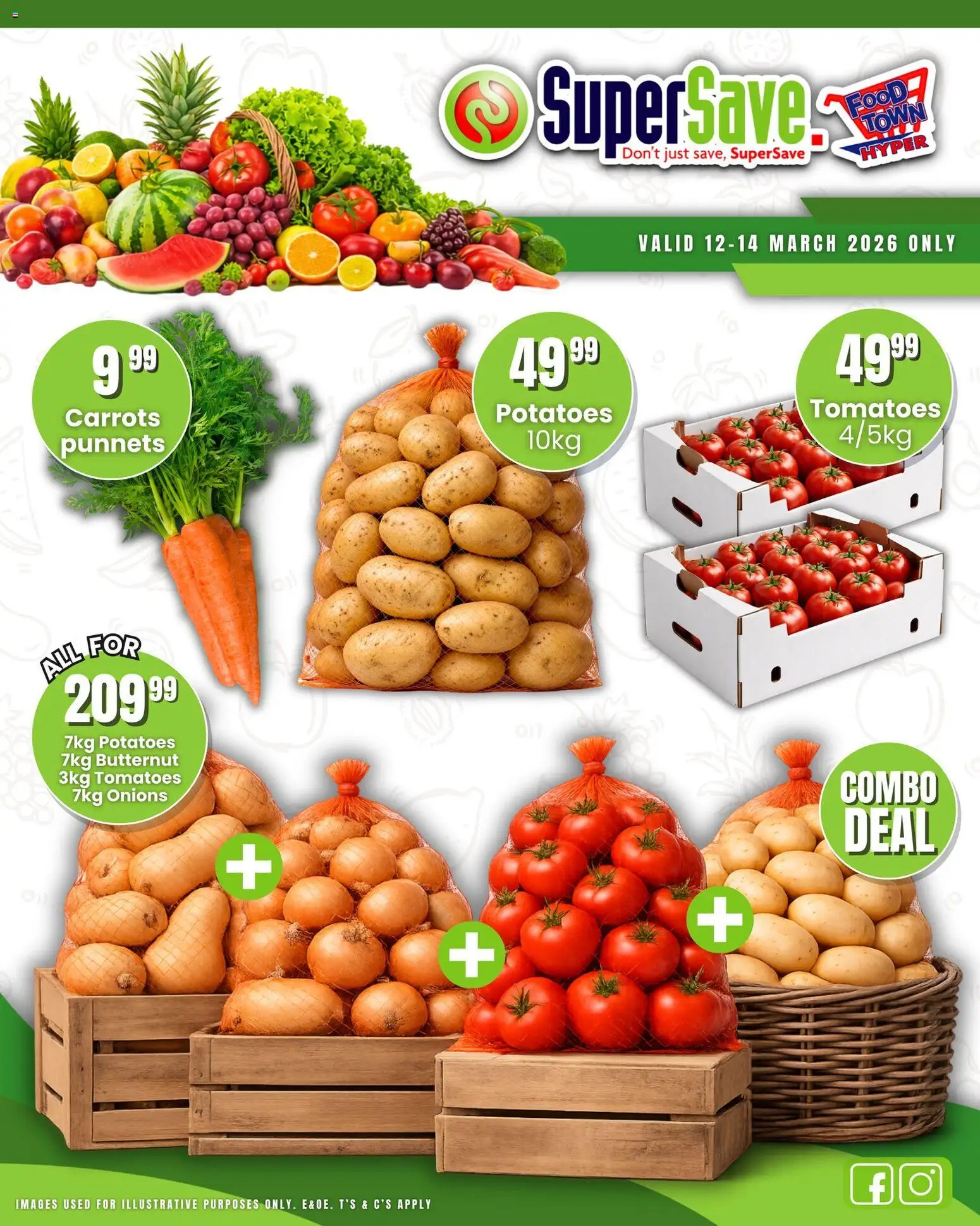 New Super Save catalogue – valid from 12.03.2026 | Page: 1 | Products: Tomatoes, Carrots, Potatoes, Onions